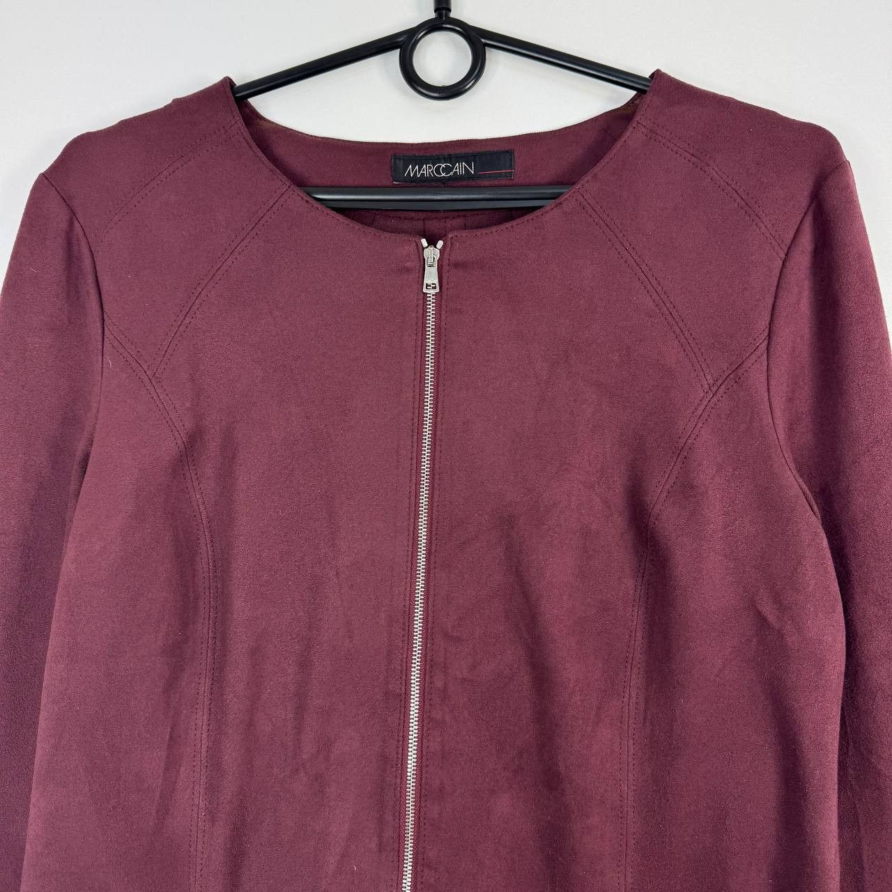 Other Marc Cain Suede Fringe Jacket Burgundy Zip Women Size M Size M / US 6-8 / IT 42-44 - 2 Thumbnail