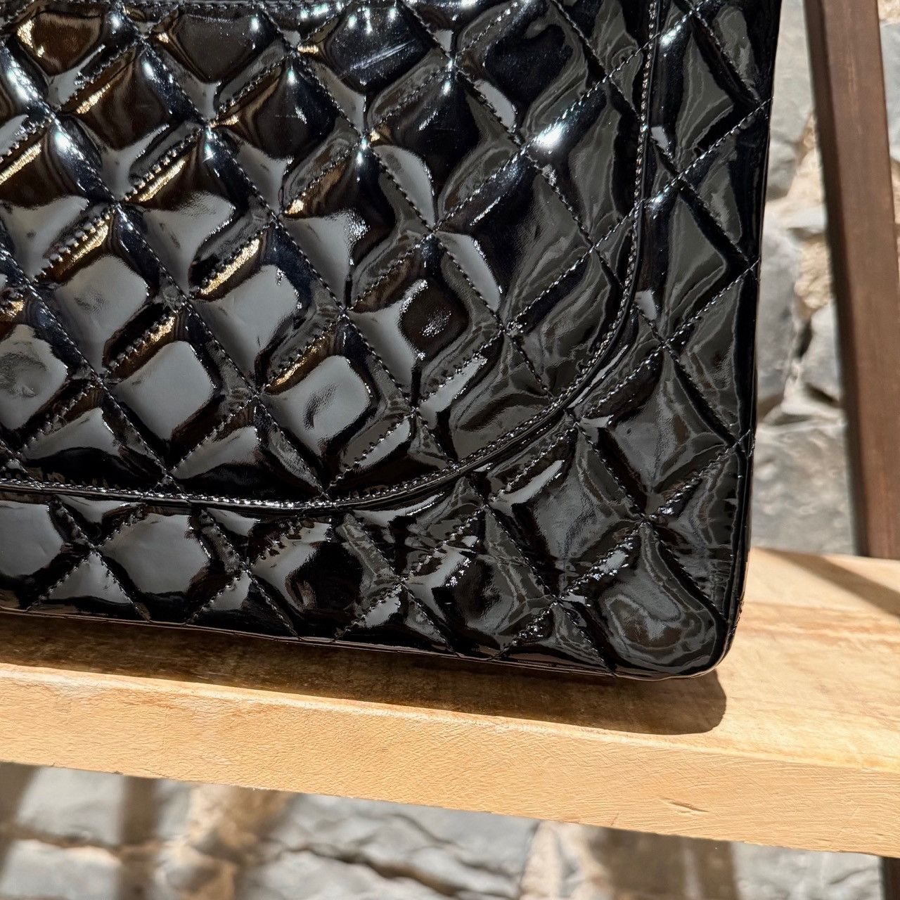 Chanel Chanel Black Patent Leather Maxi Classic Double Flap Bag Size ONE SIZE - 17 Thumbnail