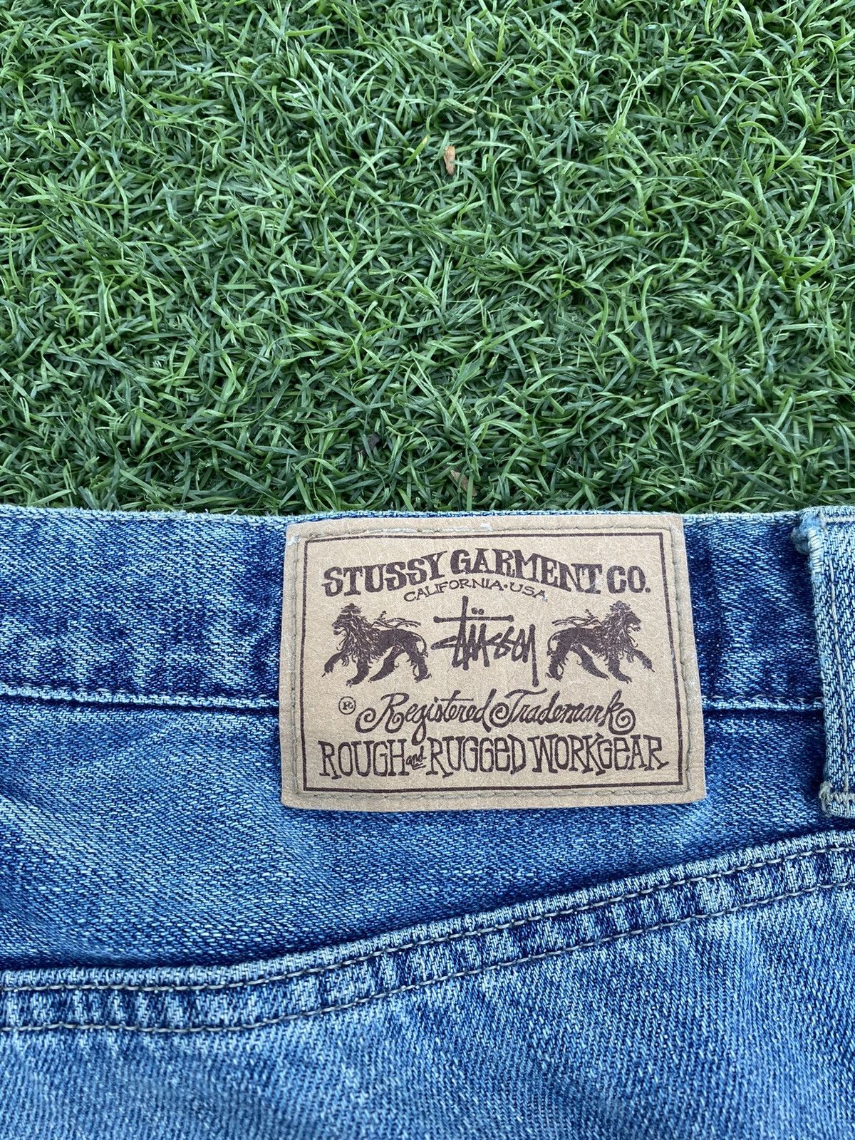 Stussy × Vintage STUSSY ROUGH AND RUGGED WORKGEAR DISTRESSED SS LOGO JEANS 🎱 Size US 34 / EU 50 - 4 Thumbnail