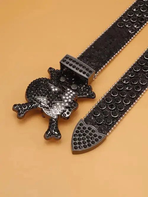 Other Rhinestone Skull Halloween Belt Size ONE SIZE - 2 Thumbnail
