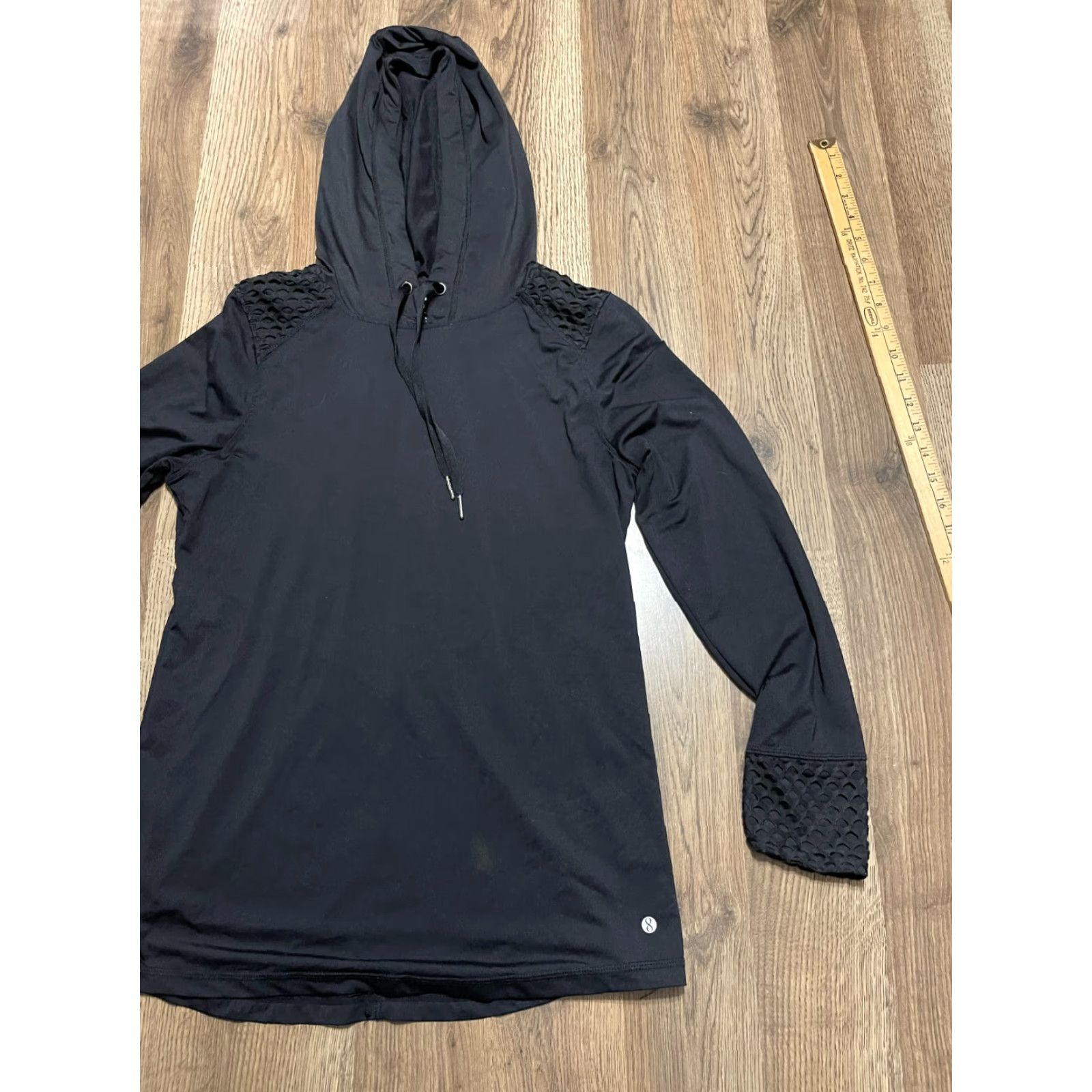 Layer 8 Layers Hoodie Women's Medium Black Long Sleeve Pullover Qwick Dry Casual Modern Fall Spring Summer Mens Size M / US 6-8 / IT 42-44 - 3 Thumbnail