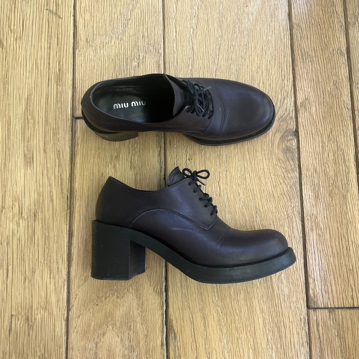 Miu Miu Miu Miu Leather Platform Oxford Heels Size US 5.5 / IT 35.5 - 3 Thumbnail