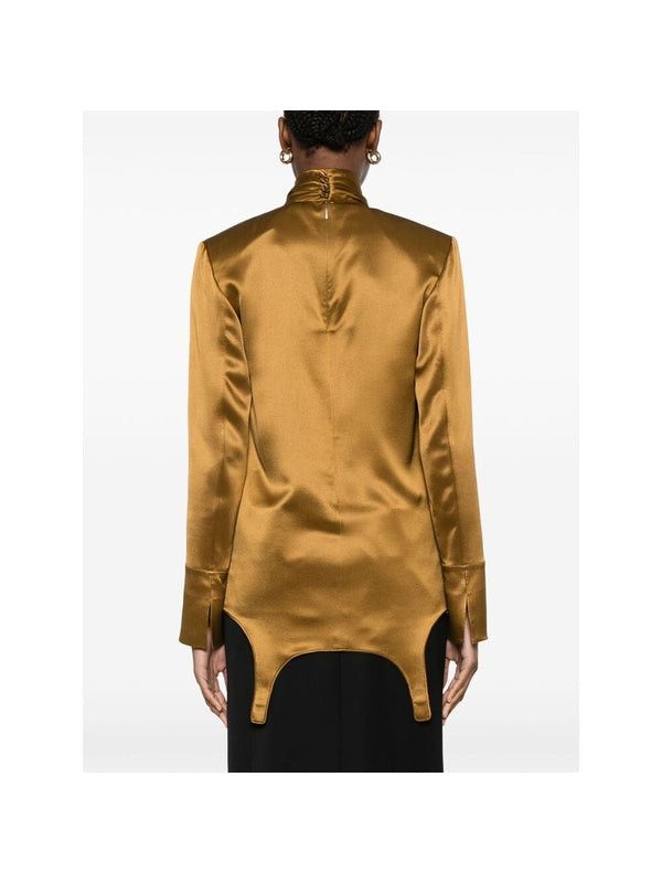 Saint Laurent Paris oc11z0126 810182 Twist Neck Garter Blouse in Silk Satin Size XS / US 0-2 / IT 36-38 - 3 Thumbnail