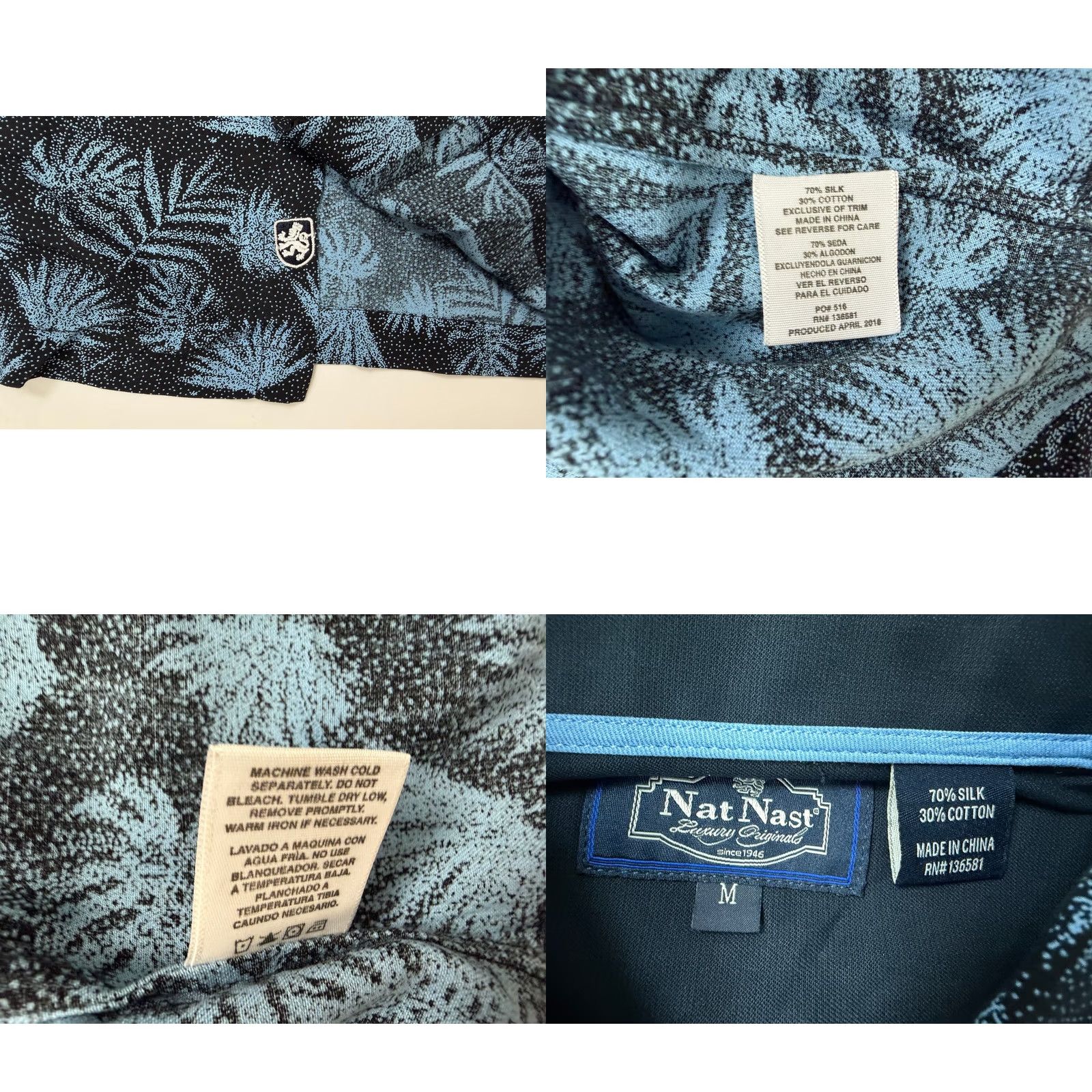 Nat Nast VINTAGE Nat Nast Shirt Men M Hawaiian Palm Frond Pointilism Aloha Luau Silk Cotton Black Summer Beach Tropic Nat Nast Luxury Originals Size US M / EU 48-50 / 2 - 9 Thumbnail