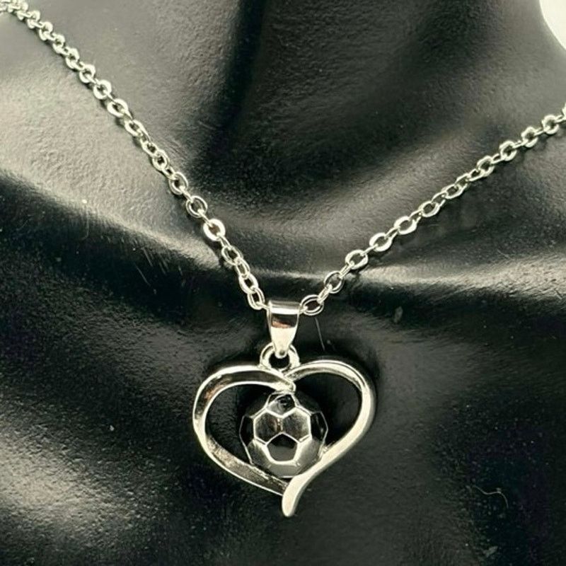 Other Silver Soccer Heart Necklace Size ONE SIZE - 2 Thumbnail