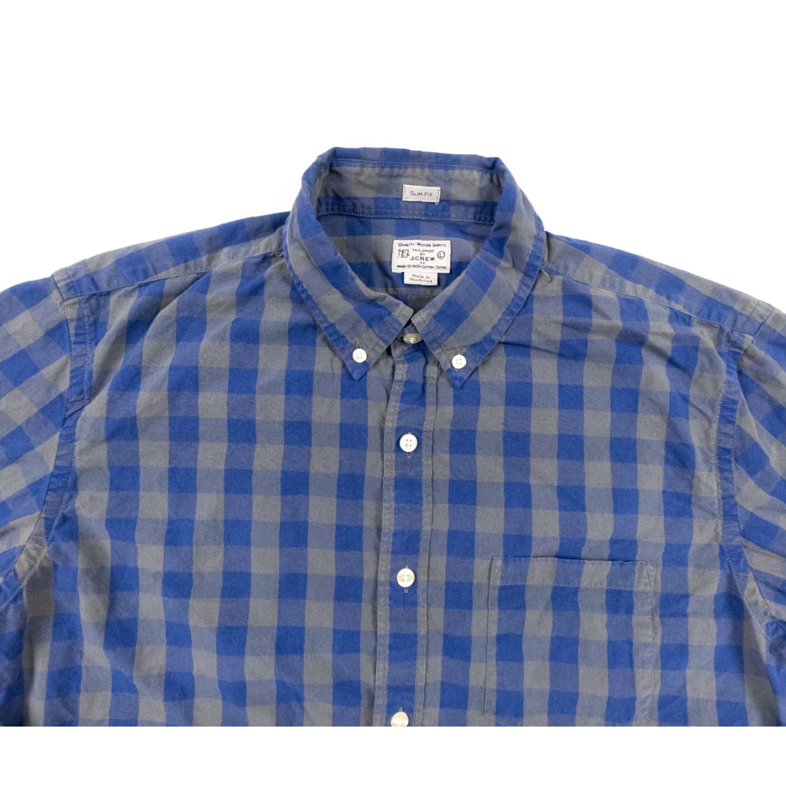 J.Crew J.CREW Slim Fit Button-Up Shirt Adult Large Blue Plaid Long Sleeve Mens Size US L / EU 52-54 / 3 - 2 Thumbnail