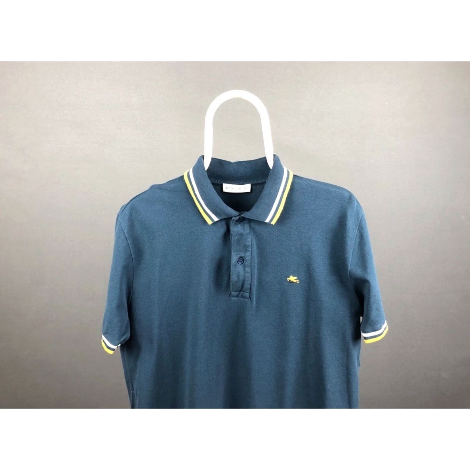 Etro ETRO Polo Shirt Men S Dark Blue Cotton Jersey Solid Embroidered Logo Short Sleeve Collared Button Classic Regular Size Size US S / EU 44-46 / 1 - 3 Thumbnail