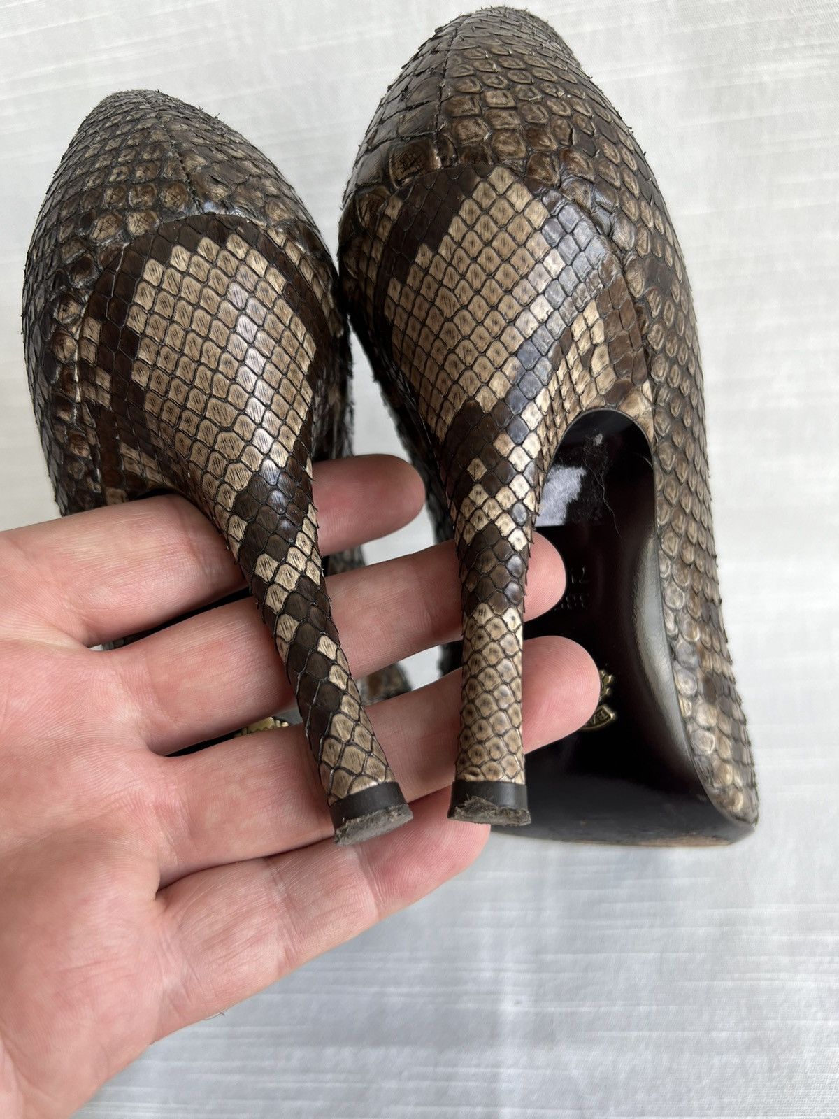 Bally Bally Womens Snake Skin Heels Brown Size US 7 1/2 EU 38 Size US 7.5 / IT 37.5 - 8 Thumbnail