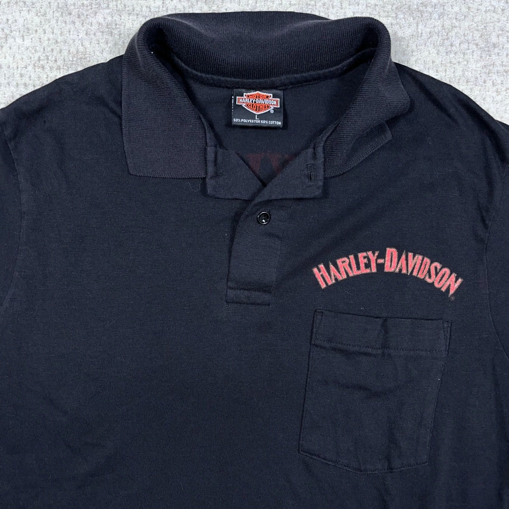 Harley Davidson VINTAGE Harley-Davidson Shirt Men L Black 1990s Knoxville TN Collar Polo Graphic Print Knit Casual, USA, Logo, 90s, 80s, Classic, Motorcycle, Retro Size US L / EU 52-54 / 3 - 3 Thumbnail