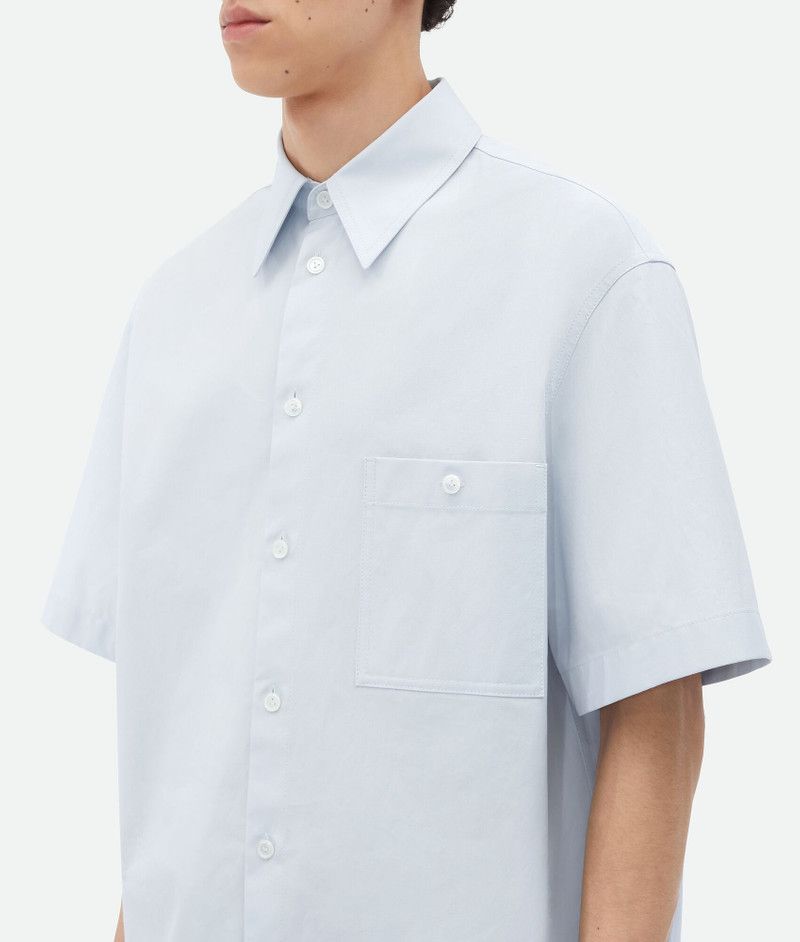 Bottega Veneta o1s1rm0326 Short-Sleeved Cotton Canvas Shirt in Light Blue Size US S / EU 44-46 / 1 - 4 Thumbnail