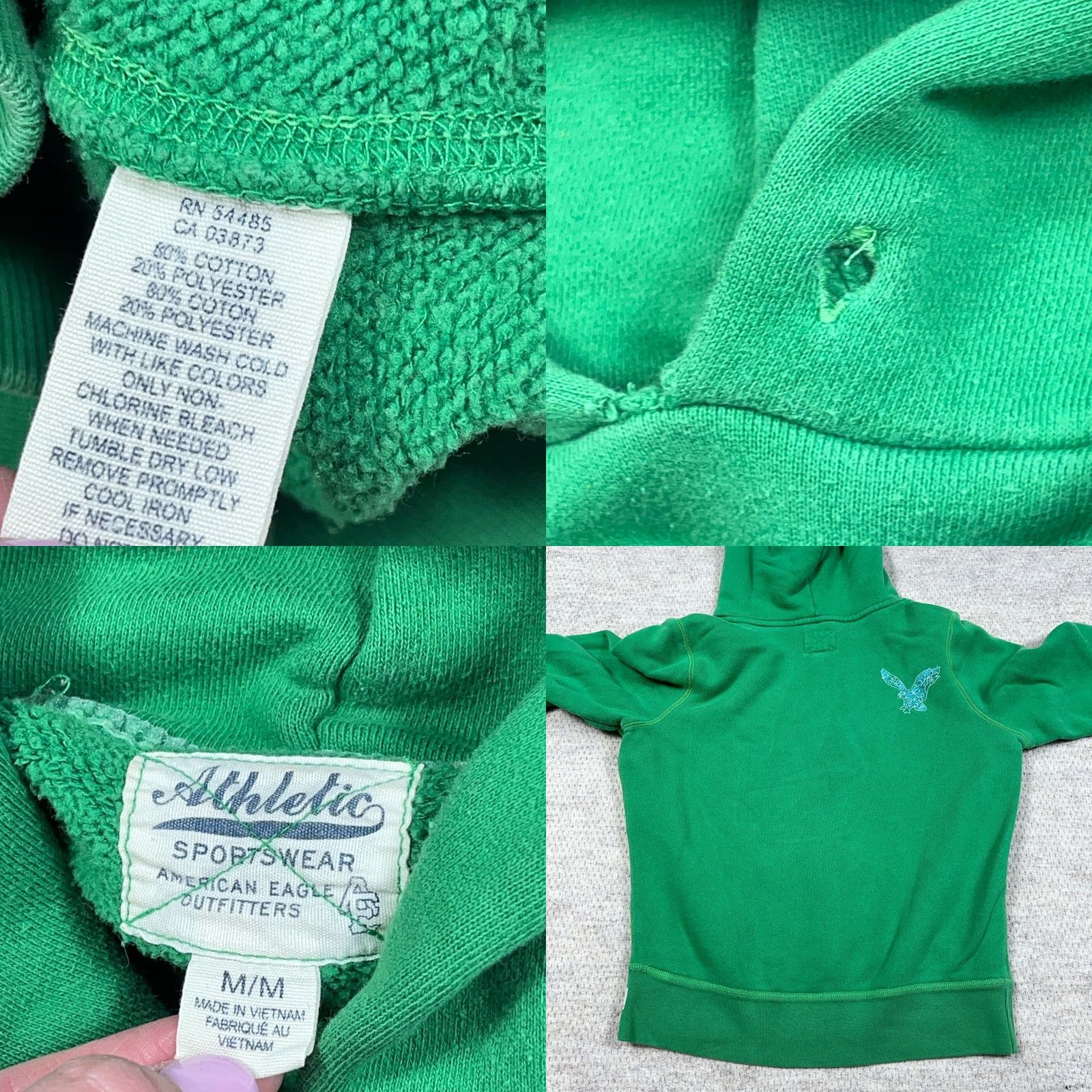 American Eagle Outfitters VINTAGE American Eagle Outfitters Hooded Sweatshirt Hoodie Women M Green 2000s Spellout Logo Pockets Size M / US 6-8 / IT 42-44 - 8 Thumbnail
