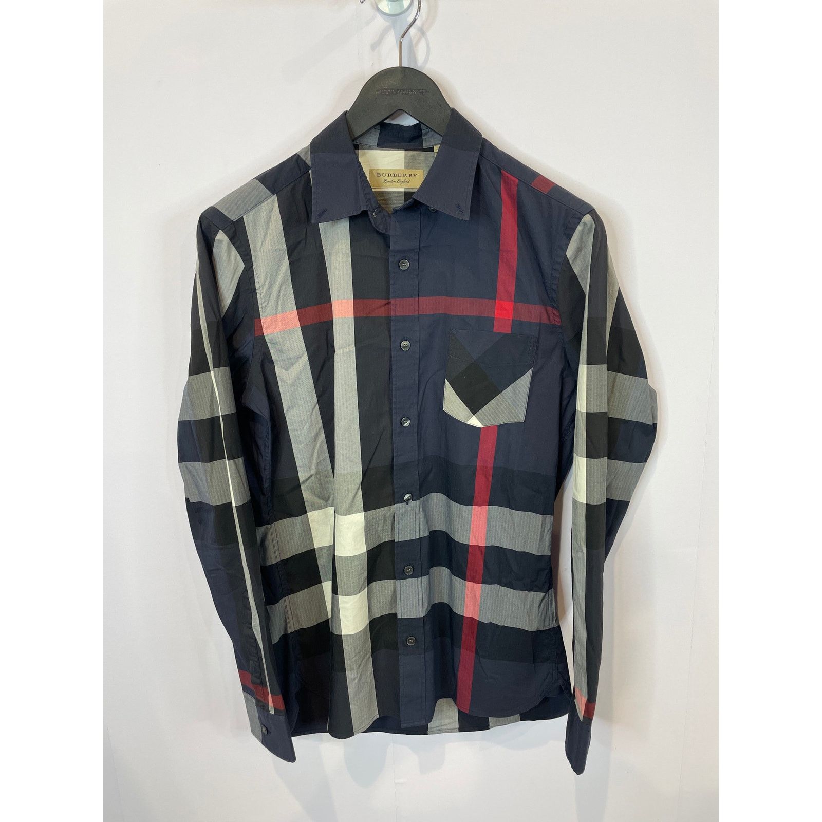 Burberry Button Up Navy Red Used Small