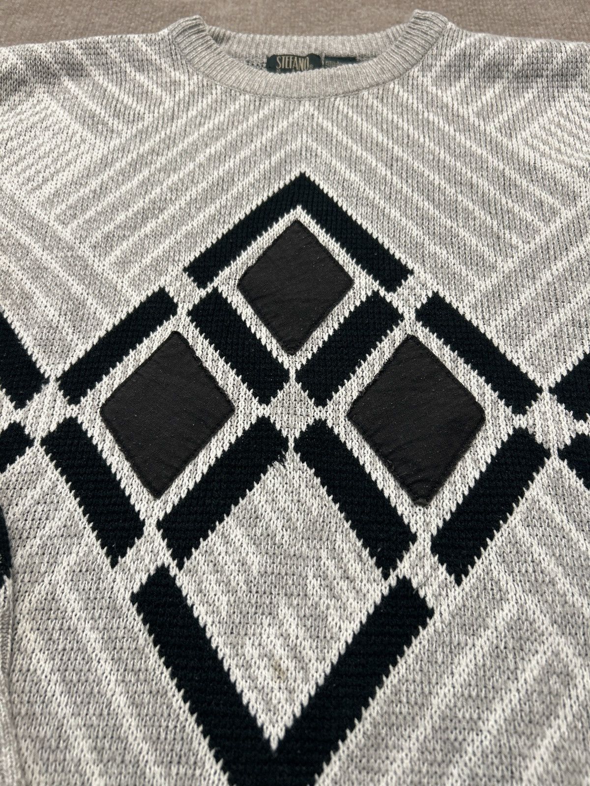 Stefano Ricci Vintage 80s Stefano Man Geometric Knit Sweater 0266 Size US L / EU 52-54 / 3 - 2 Thumbnail