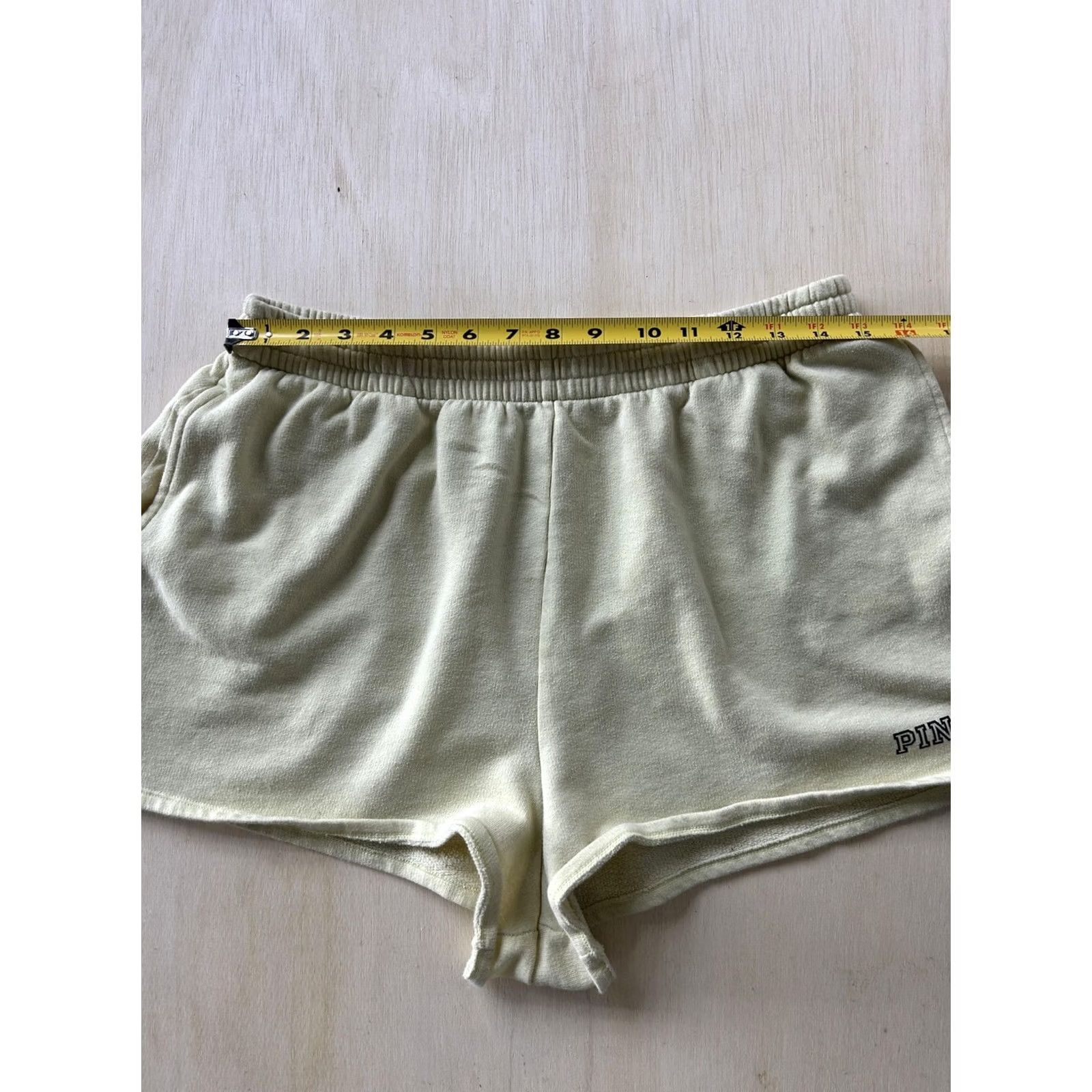 Vintage PINK Victoria's Secret Shorts Womens Large Yellow French Terry Sweat Lounge Pants? Size 36" / US 14 / IT 50 - 6 Thumbnail