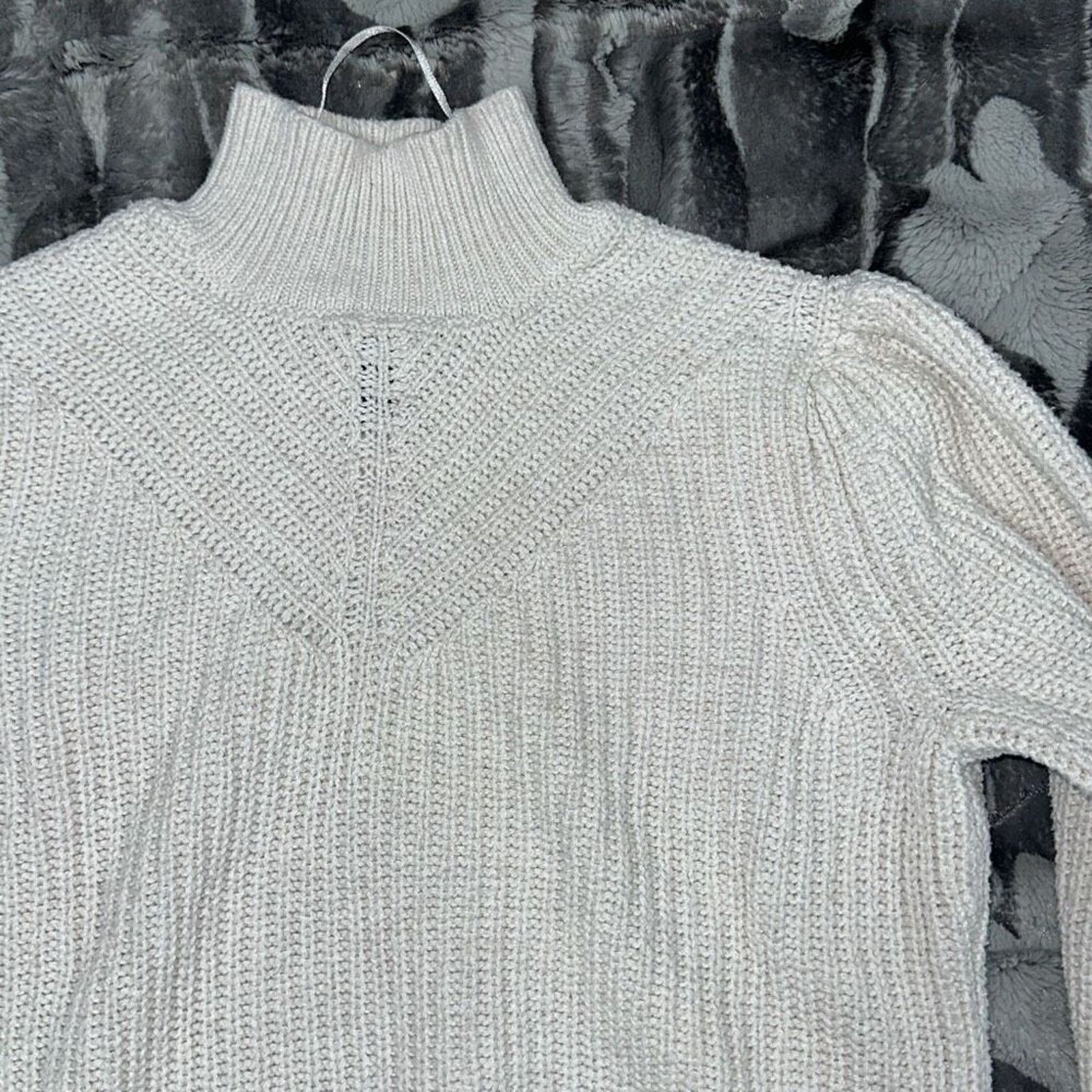Rachel Zoe Rachel Zoe Cream Turtleneck Puff Sleeve Knit Sweater | Sz M Size M / US 6-8 / IT 42-44 - 3 Thumbnail