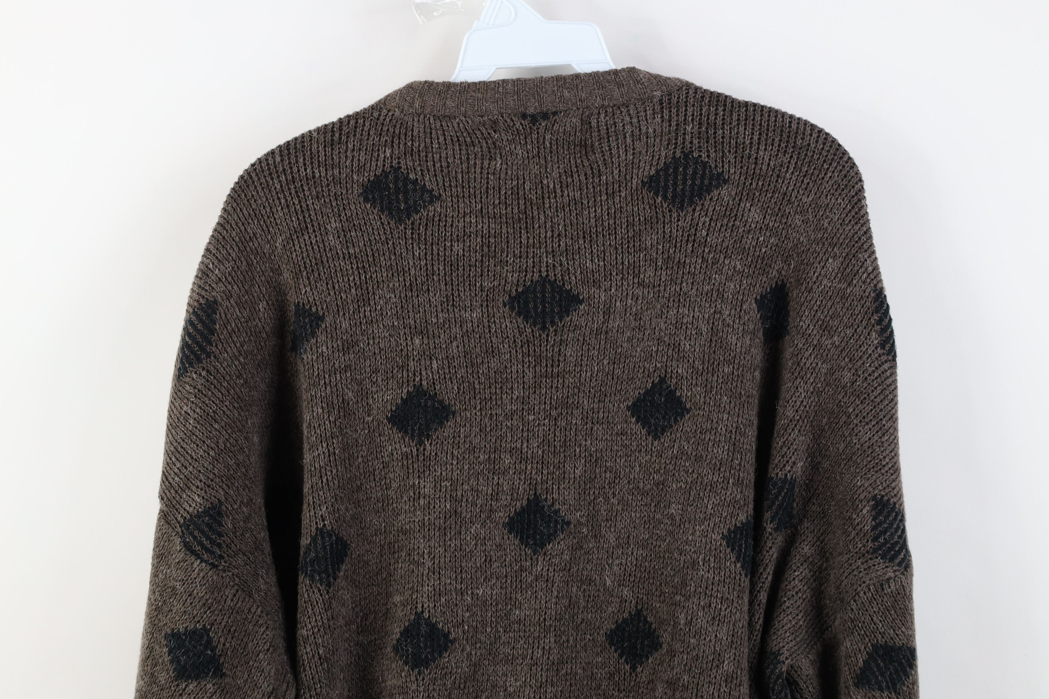 Vintage Vintage 90s Streetwear Leather Trim Knit Crewneck Sweater Size US XL / EU 56 / 4 - 10 Thumbnail