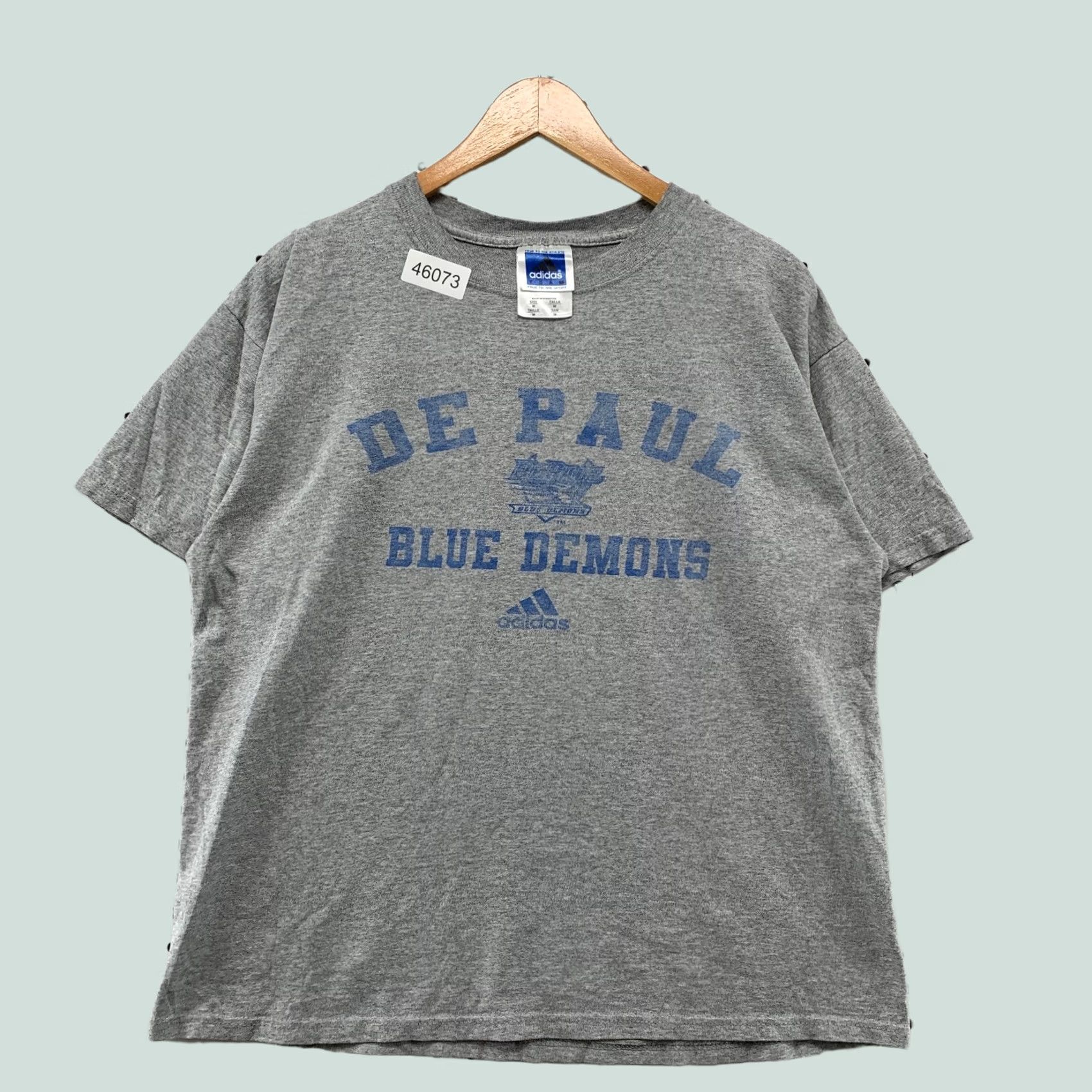 Adidas VINTAGE Adidas Depaul Shirt M Gray Blue Demons Gray Faded Short Sleeve Shirt Mens Medium Gray Adidas Depaul University Shirt Size US M / EU 48-50 / 2 - 1 Thumbnail
