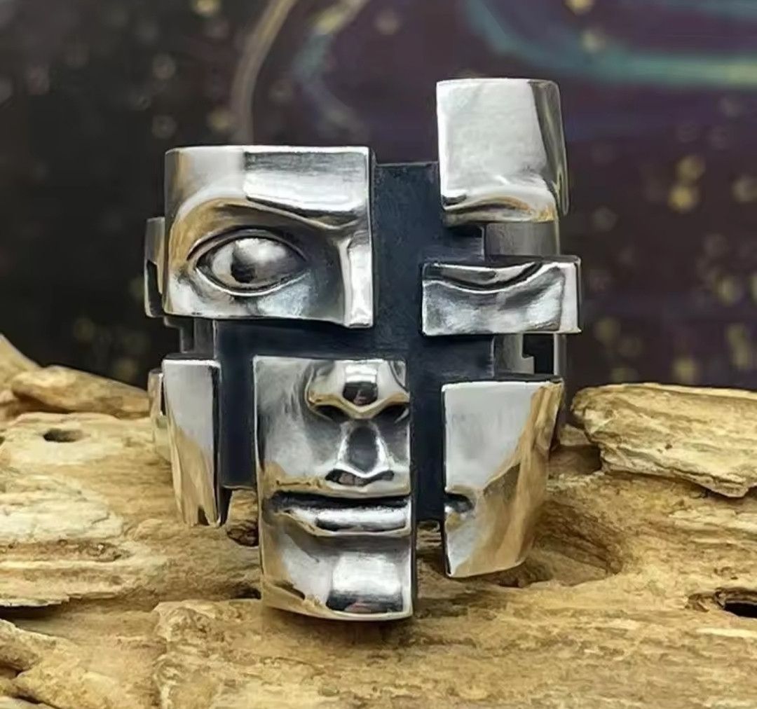Jewelry × Vintage Adjustable Vintage Splitter Human Face Ring Size ONE SIZE - 4 Thumbnail