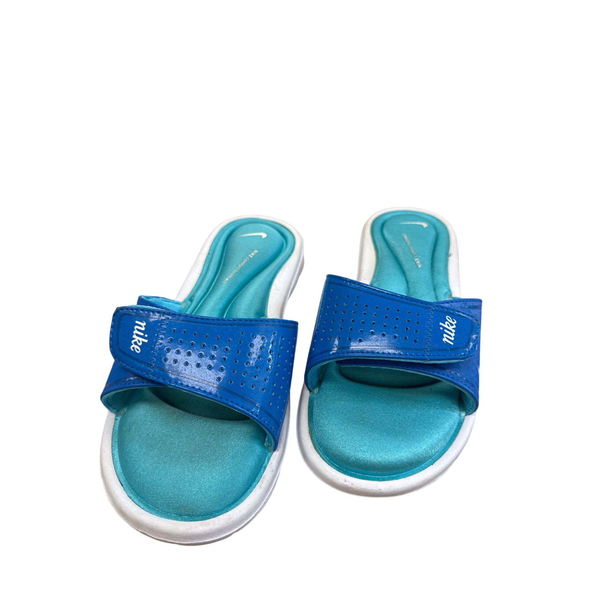 Nike Nike Womens Blue/Green Slide-On Sandals Shoes Size 6 SKU 828 Size US 6 / IT 36 - 12 Thumbnail