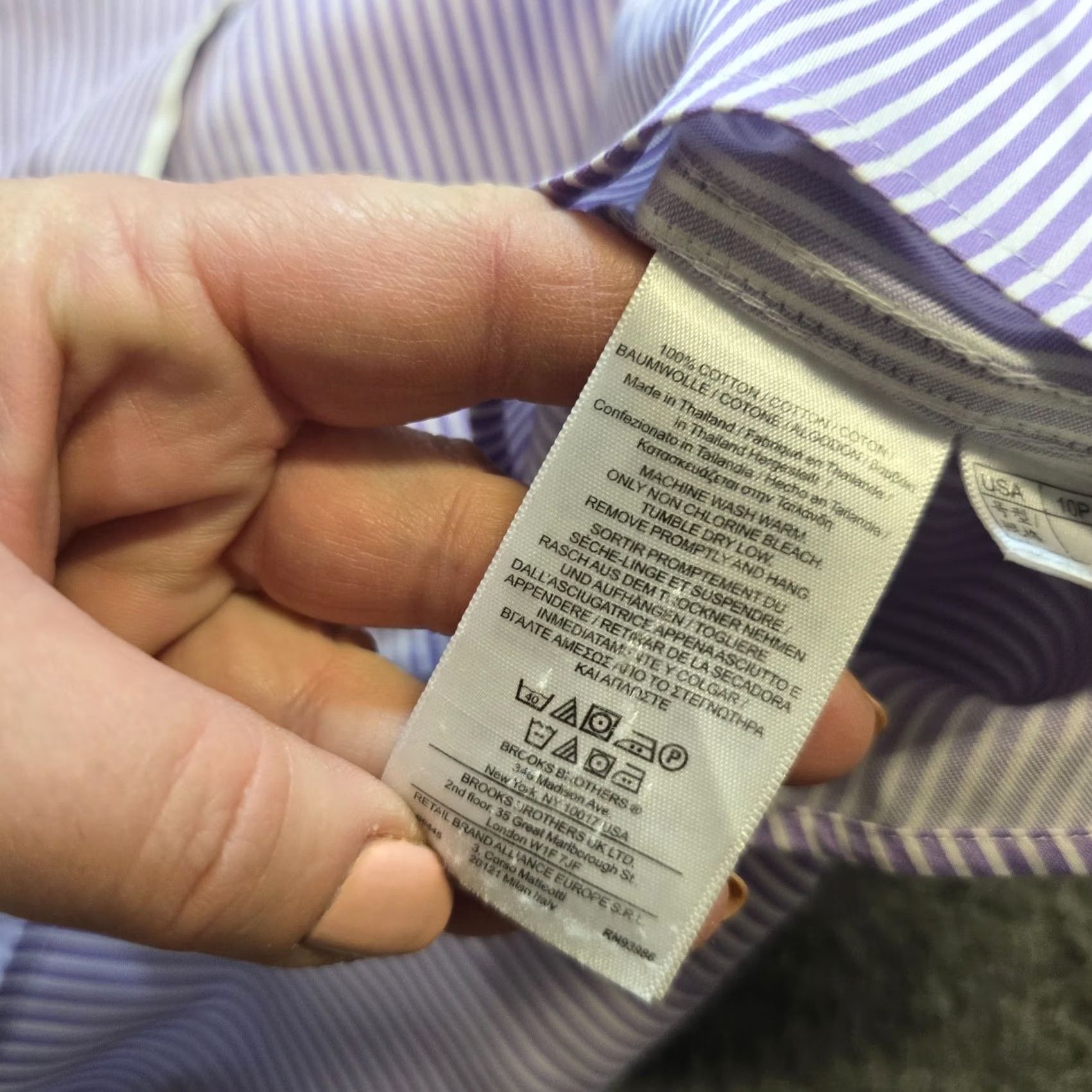 Brooks Brothers Brooks Brothers Top Womens Size 10P Petite Purple White Striped Button Career Shirt Size L / US 10 / IT 46 - 7 Thumbnail