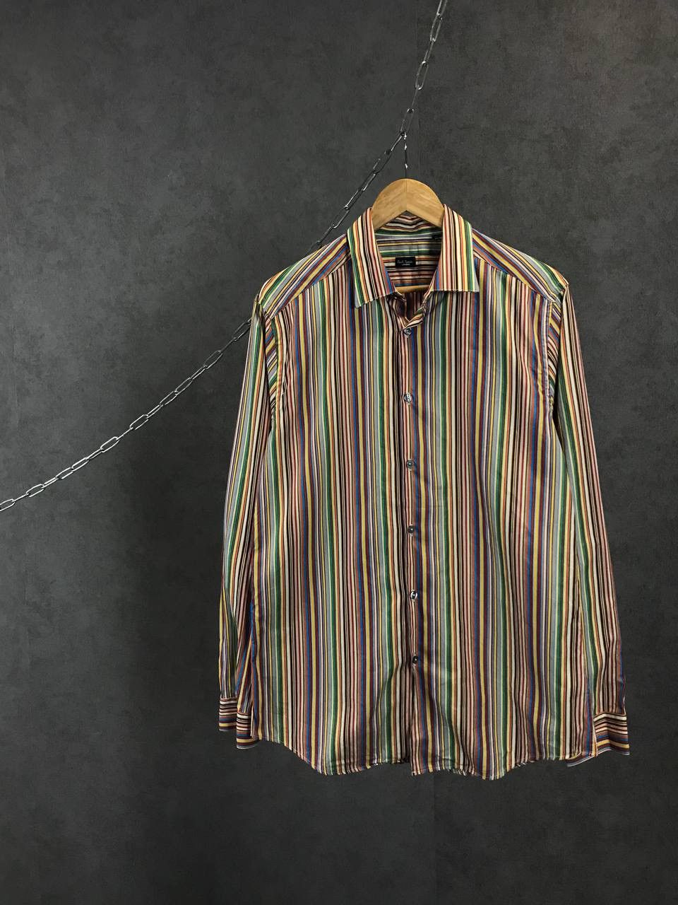 image of Paul Smith Designer Crazy Striped Shirt, Men's (Size Medium)