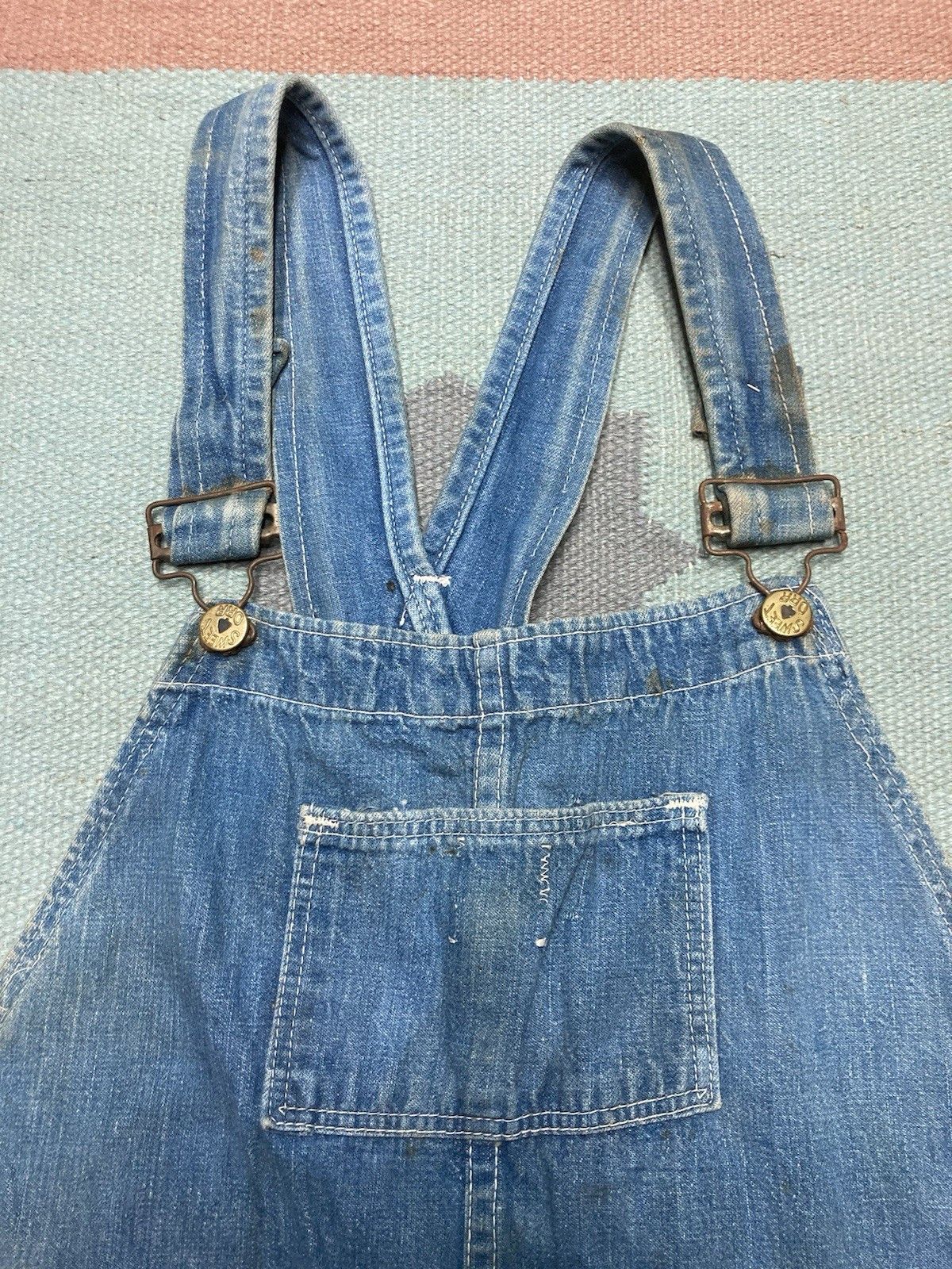 Vintage 60s sweet Orr denim overalls ace of spades faded farm 33x32 Size US 33 - 7 Thumbnail