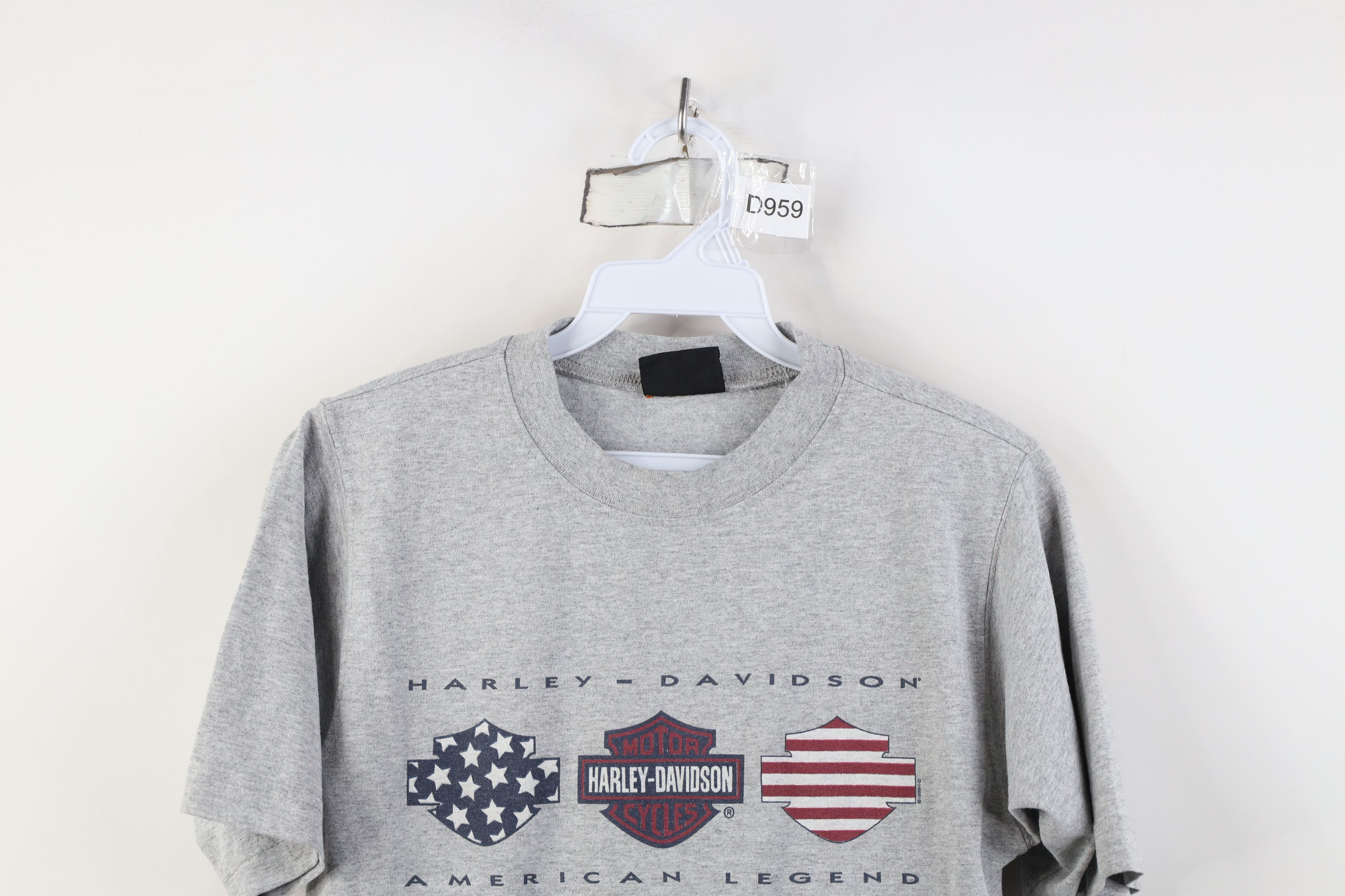 Harley Davidson Vintage 90s Harley Davidson Flag Motorcycle T-Shirt Gray Size M / US 6-8 / IT 42-44 - 2 Thumbnail