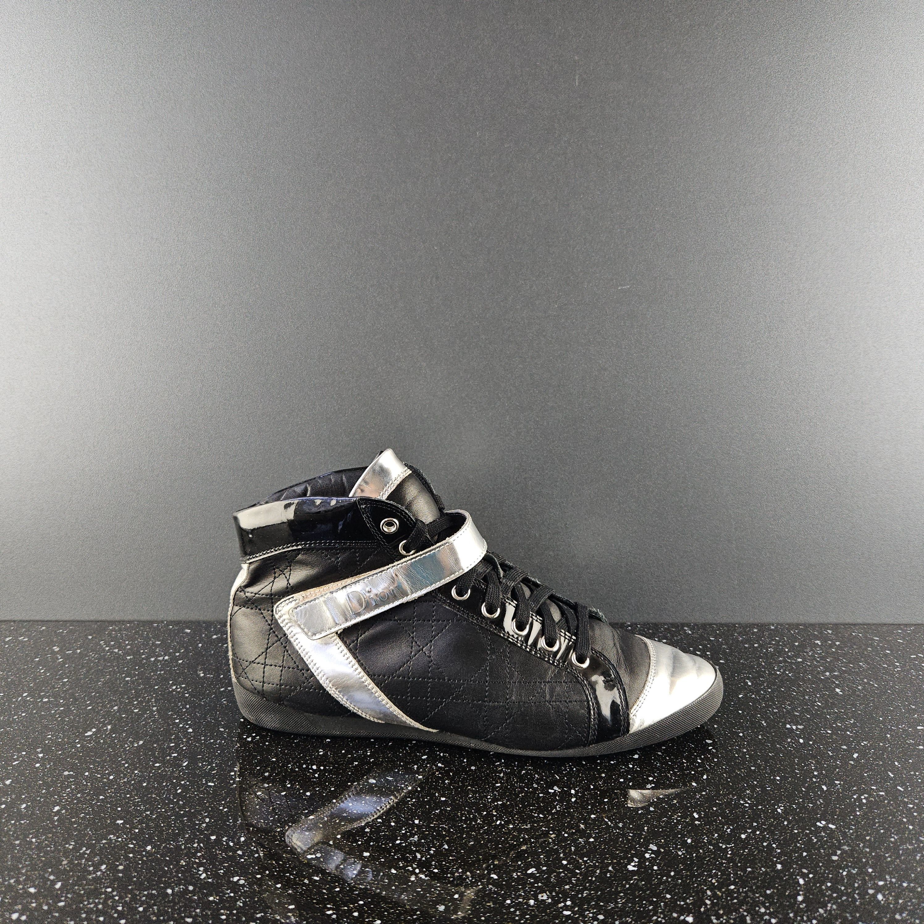 Christian Dior Monsieur Dior black/silver leather hi top sneakers sz 39 Size US 8 / IT 38 - 1 Thumbnail