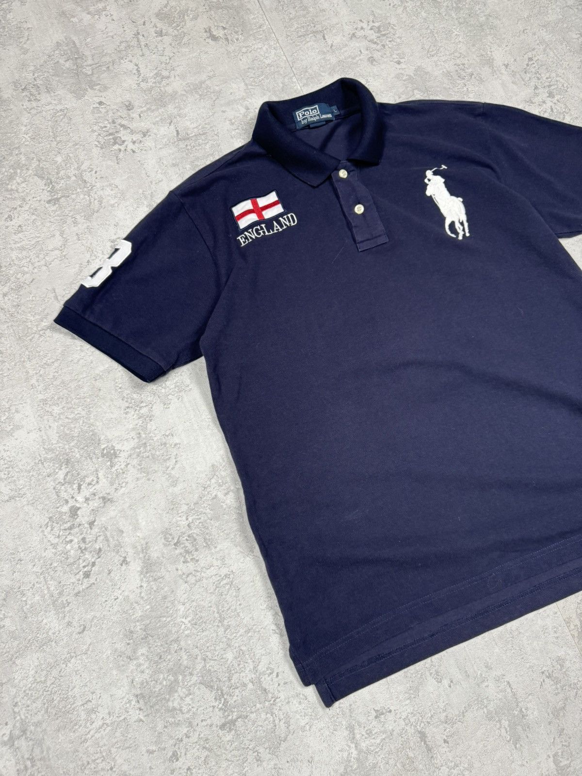 Polo Ralph Lauren Polo Ralph Lauren Custom Fit England Flag Number 3 Polo Size US L / EU 52-54 / 3 - 6 Thumbnail