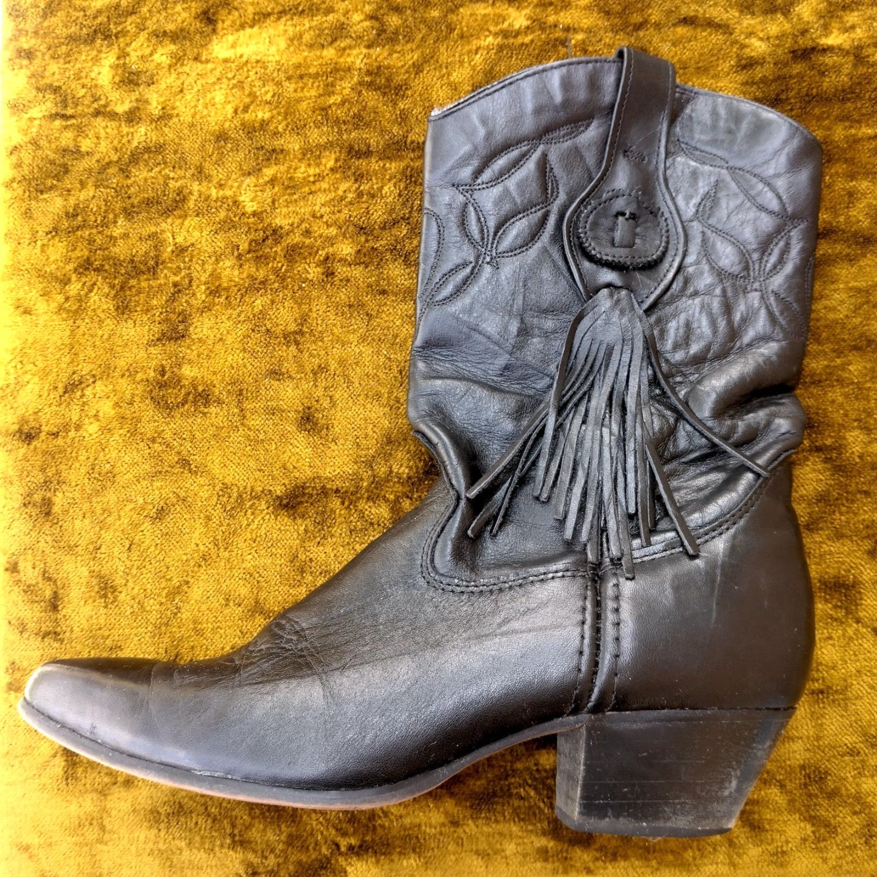 Vintage VINTAGE Laredo Western Boots Women 8.5 M Black Leather Fringe Tassel Ankle Cowgirl Ranch Boot Size US 9 / IT 39 - 5 Thumbnail