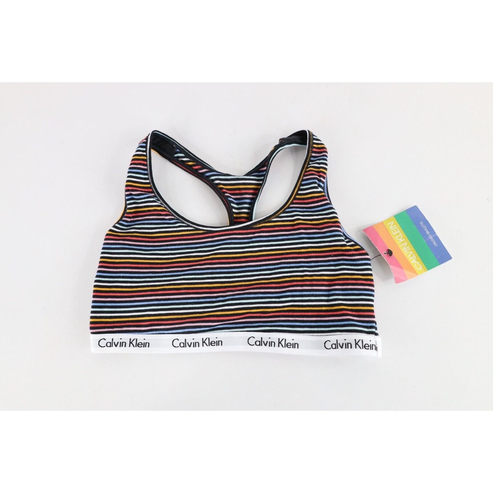 Calvin Klein × Vintage Deadstock Vintage Y2k Calvin Klein Rainbow Striped Bralette Size ONE SIZE - 1 Thumbnail