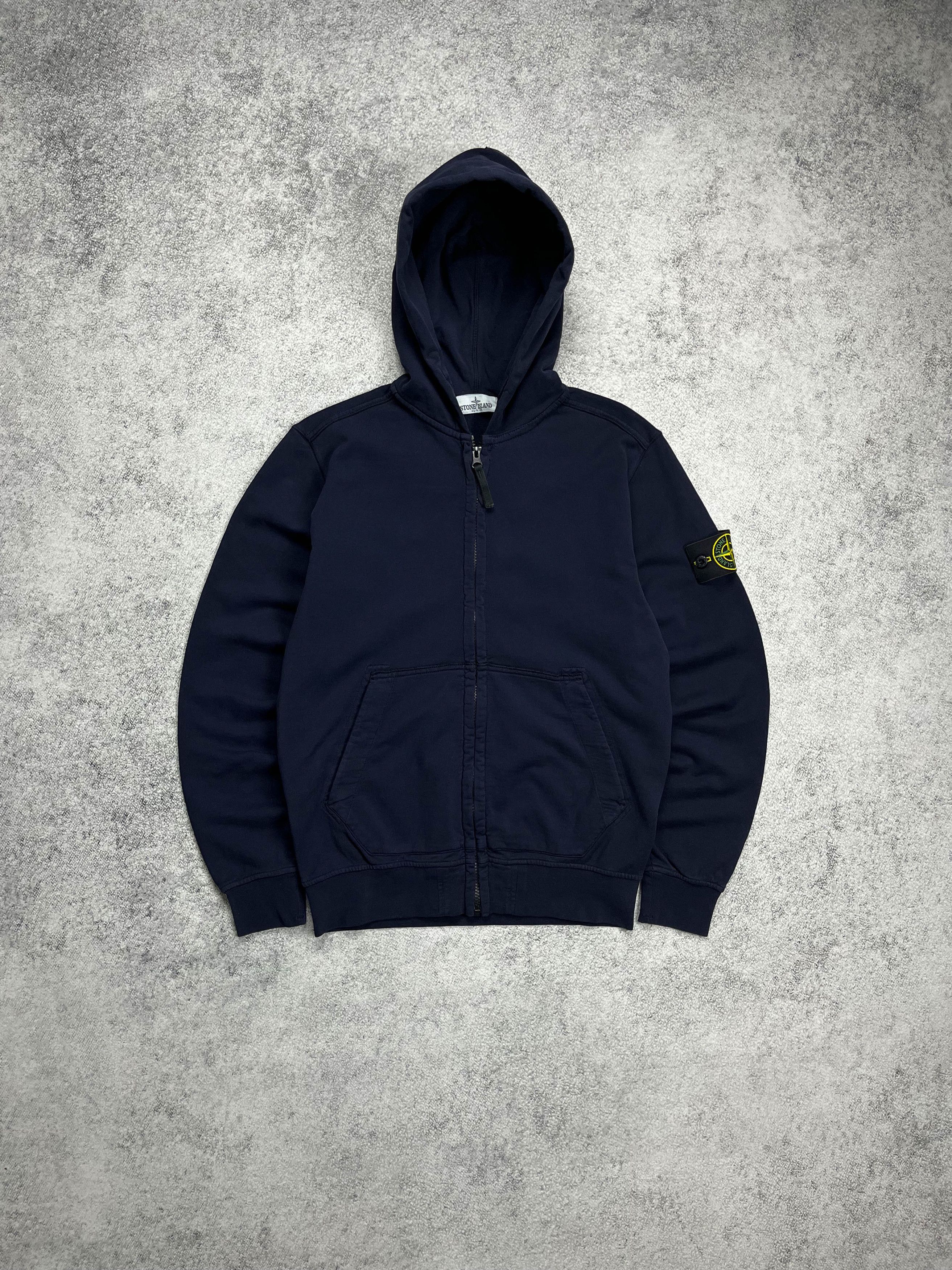 image of Stone Island Junior Zip Hoodie Blue, Men's (Size Small)