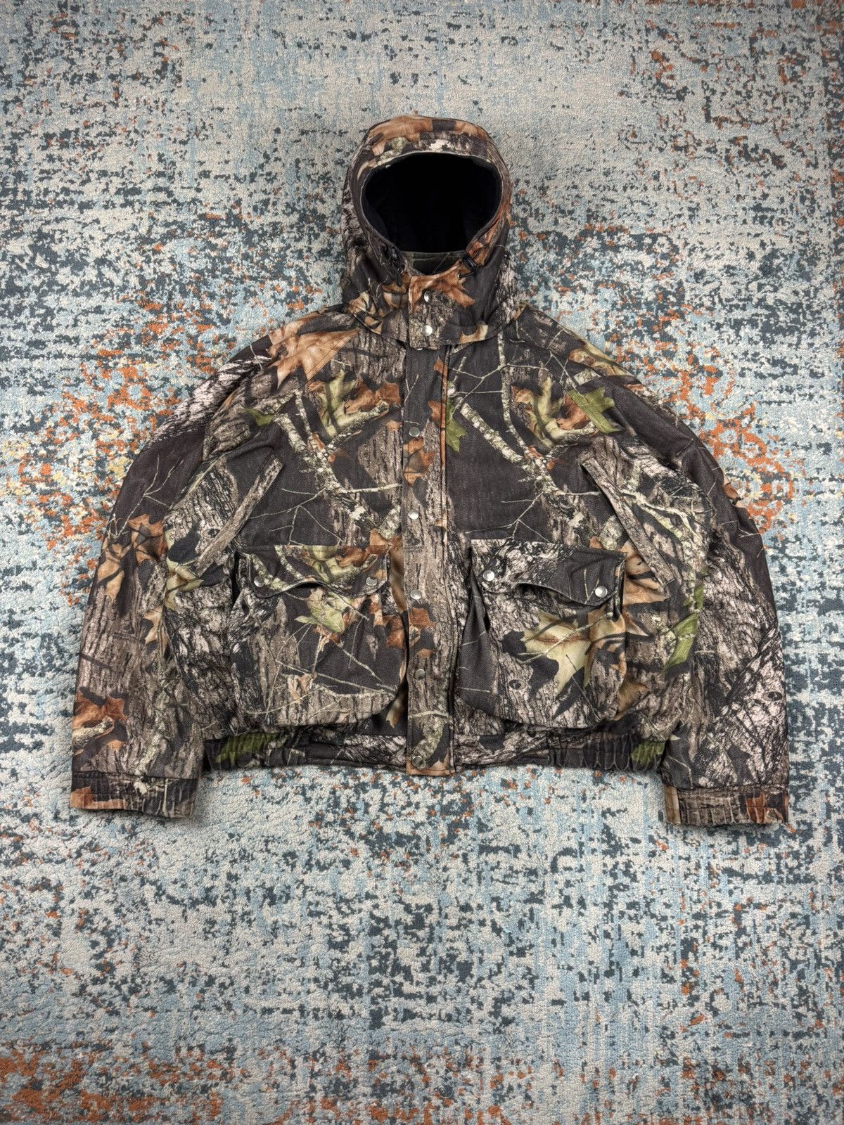 Mossy Oaks × Realtree × Vintage Vintage 90s Mossy Oak print boxy cargo booded hunting jacket Size US L / EU 52-54 / 3 - 1 Thumbnail