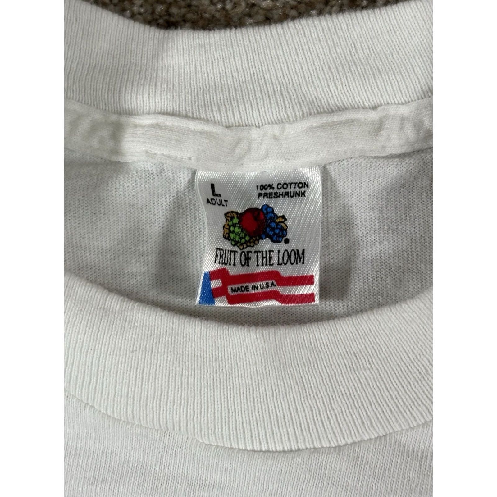 Fruit Of The Loom VINTAGE Fruit of the Loom T-Shirt Men West Of The Pecos USA Cowboy Western Single Stitch White Large Size US L / EU 52-54 / 3 - 4 Thumbnail
