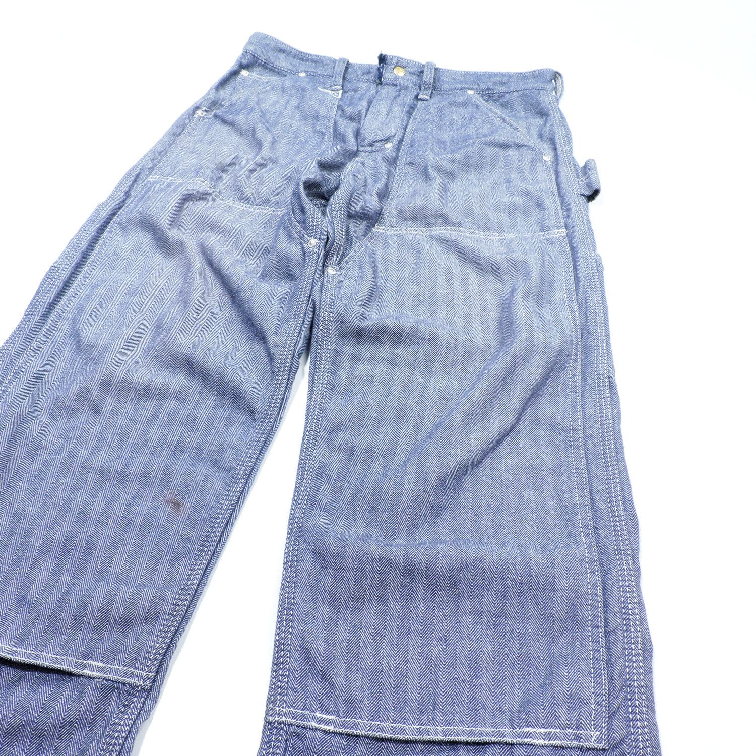 The Real McCoy's 8HU LOT 724 DOUBLE KNEE HERRINGBONE LIGHT CHAMBRAY TROUSERS Size US 32 / EU 48 - 12 Thumbnail