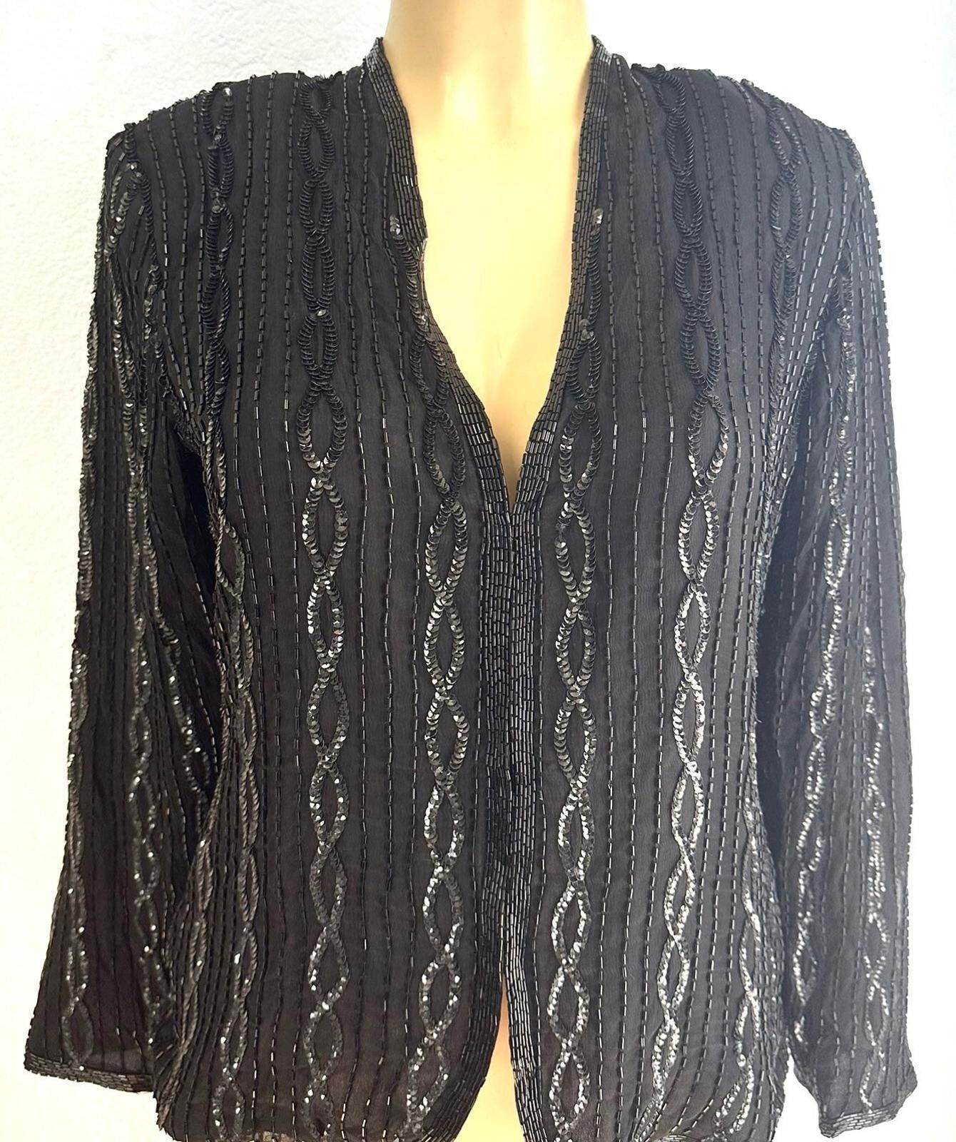 Designer Sequin Blouse Black size L only Size L / US 10 / IT 46 - 1 Preview