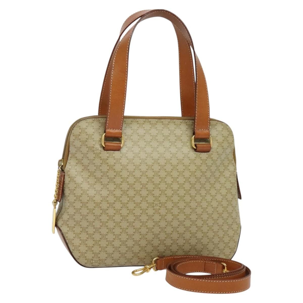 Celine CELINE Macadam Canvas Hand Bag Pvc Beige Gold Size ONE SIZE - 1 Thumbnail