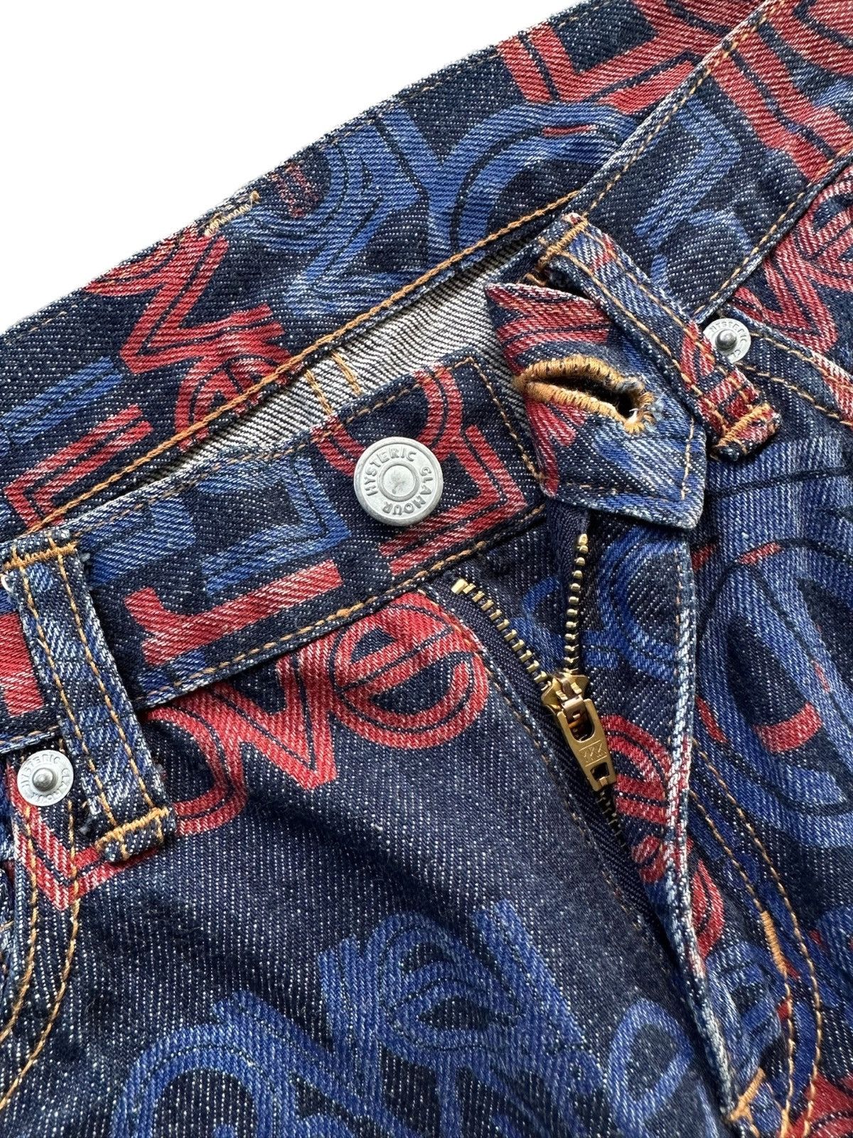 Hysteric Glamour 💥Rare Vintage Hysteric Glamour Overprint Love Hysteric Jeans Size US 29 - 5 Thumbnail