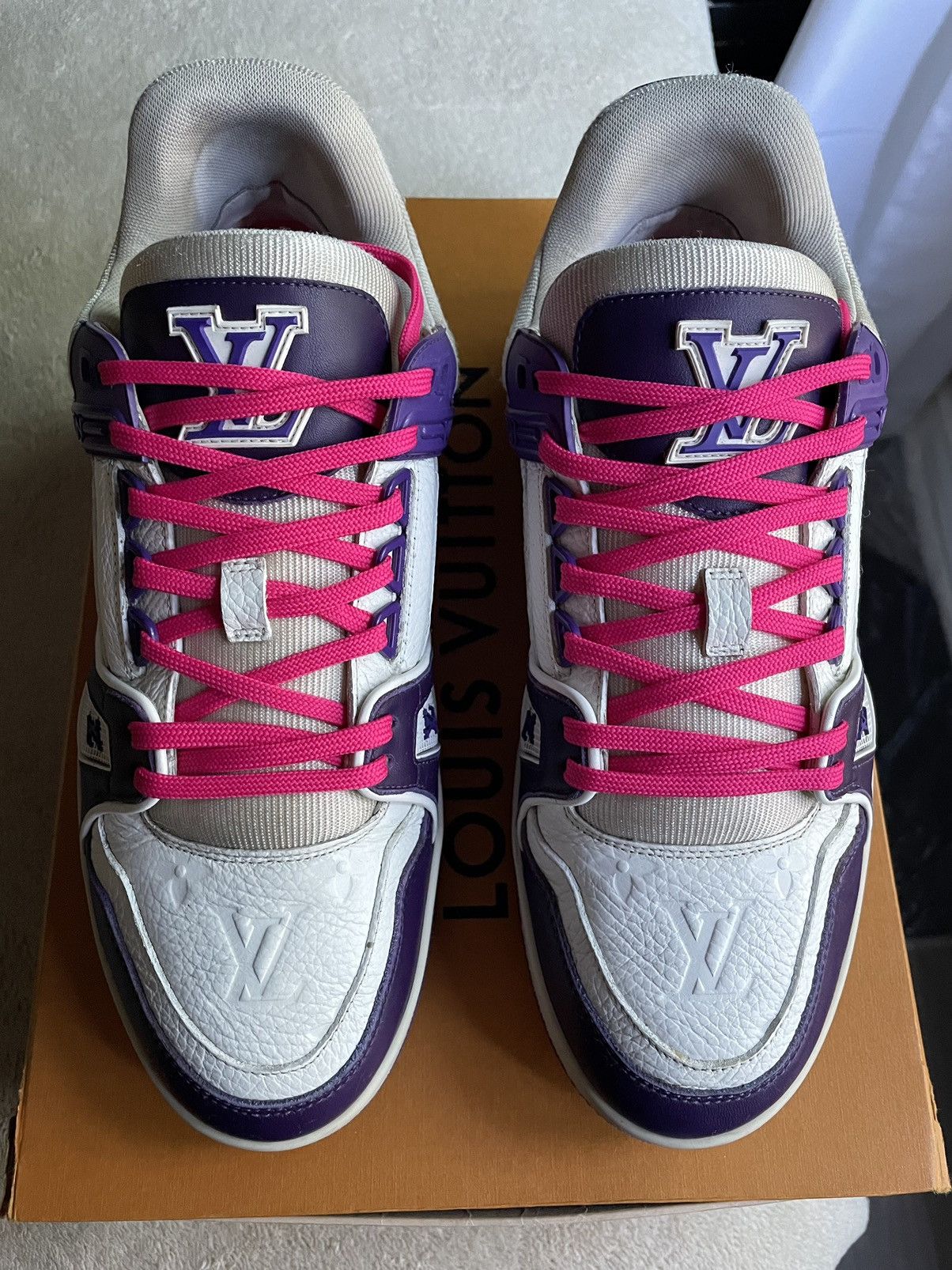 Louis Vuitton Louis Vuitton White Purple Rose Trainer Sneaker Size US 8.5 / EU 41-42 - 3 Thumbnail