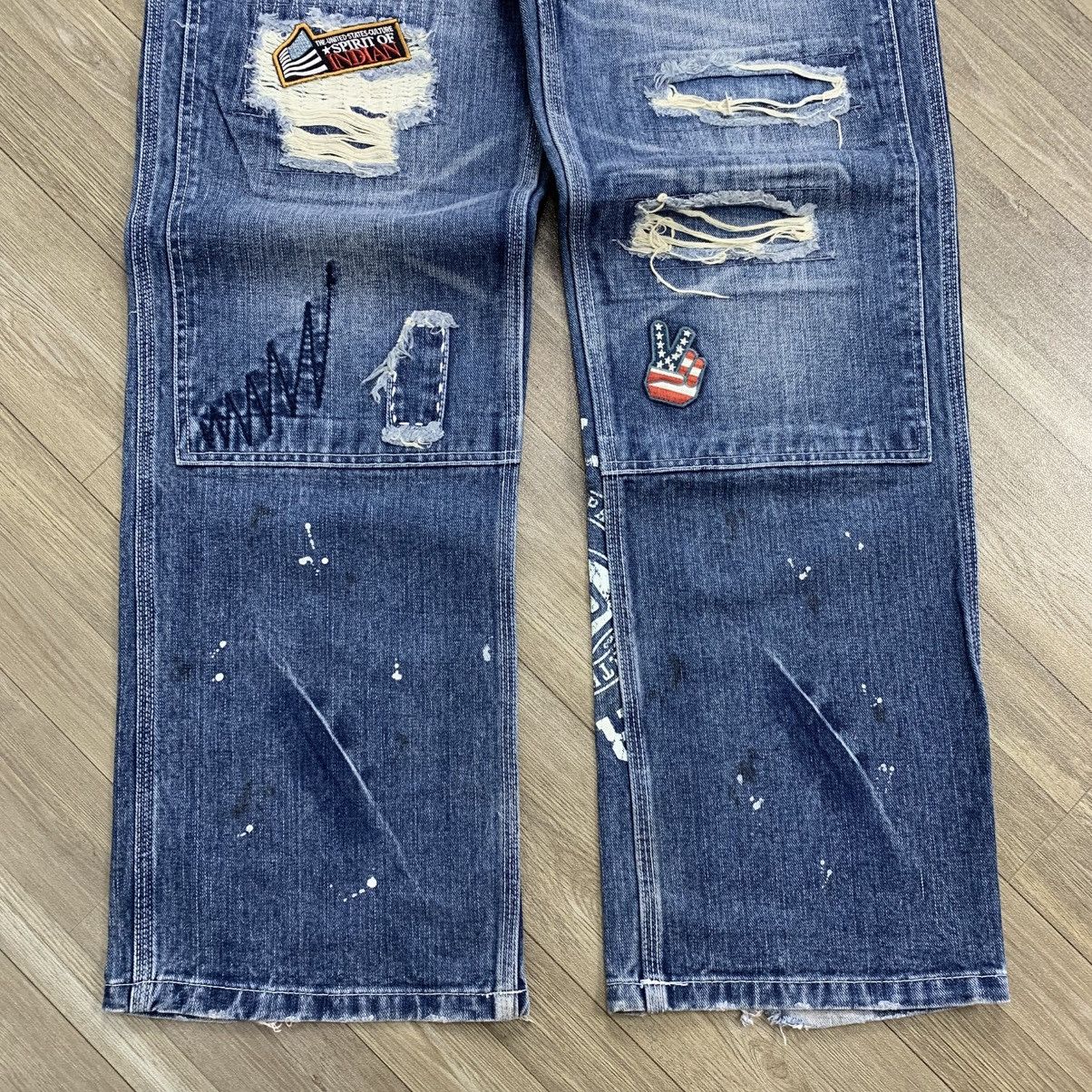 14th Addiction × If Six Was Nine × Japanese Brand Mind Of USA Patchwork Boro Distressed Double Knee Pants Size US 33 - 3 Thumbnail