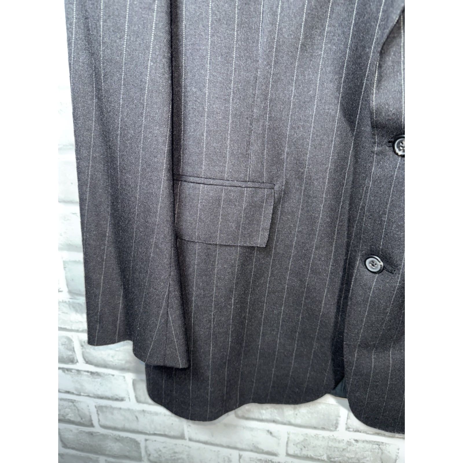 Polo Ralph Lauren VINTAGE Polo Ralph Lauren Sport Coat Wool Dark Gray 42 L USA Mens Wool Sport Coat 42 Long Striped Mantel Size US XL / EU 56 / 4 - 5 Thumbnail