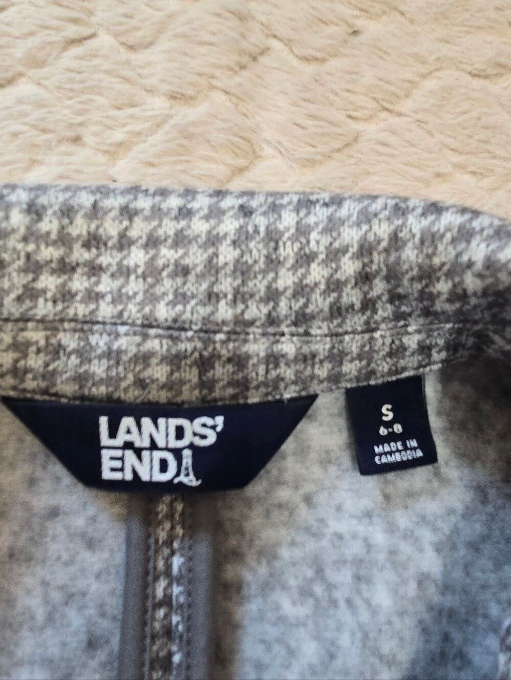 Lands' End Lands' End Gray Houndstooth Knit Classic Preppy Academia Off Size S / US 4 / IT 40 - 2 Thumbnail