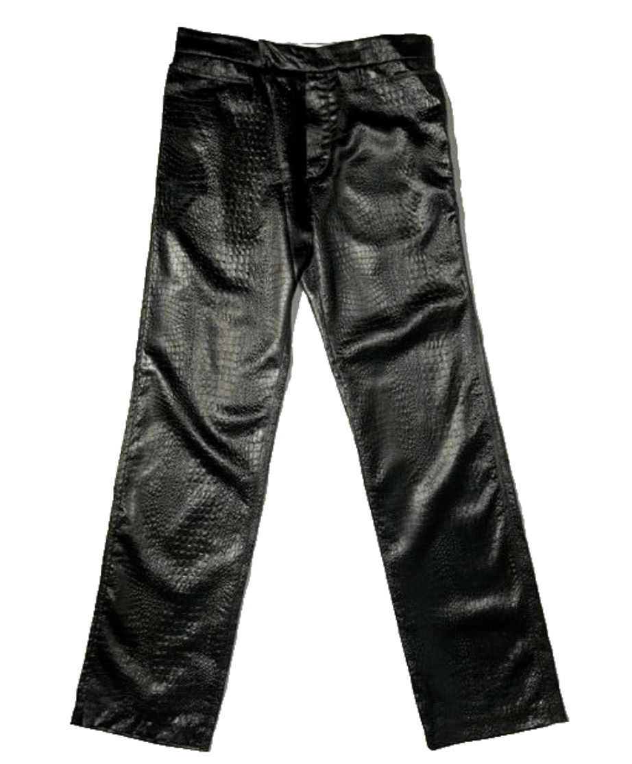 90s KATHERINE HAMNETT Men Black Croc Aligator Embossed Pant