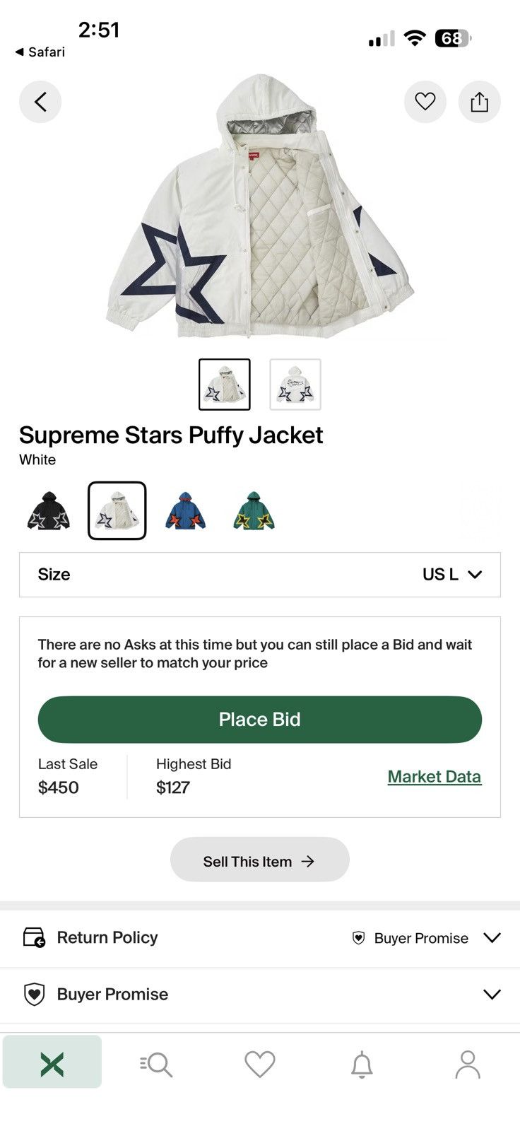 Supreme Supreme Stars Puffy Jacket White Size US L / EU 52-54 / 3 - 1 Thumbnail