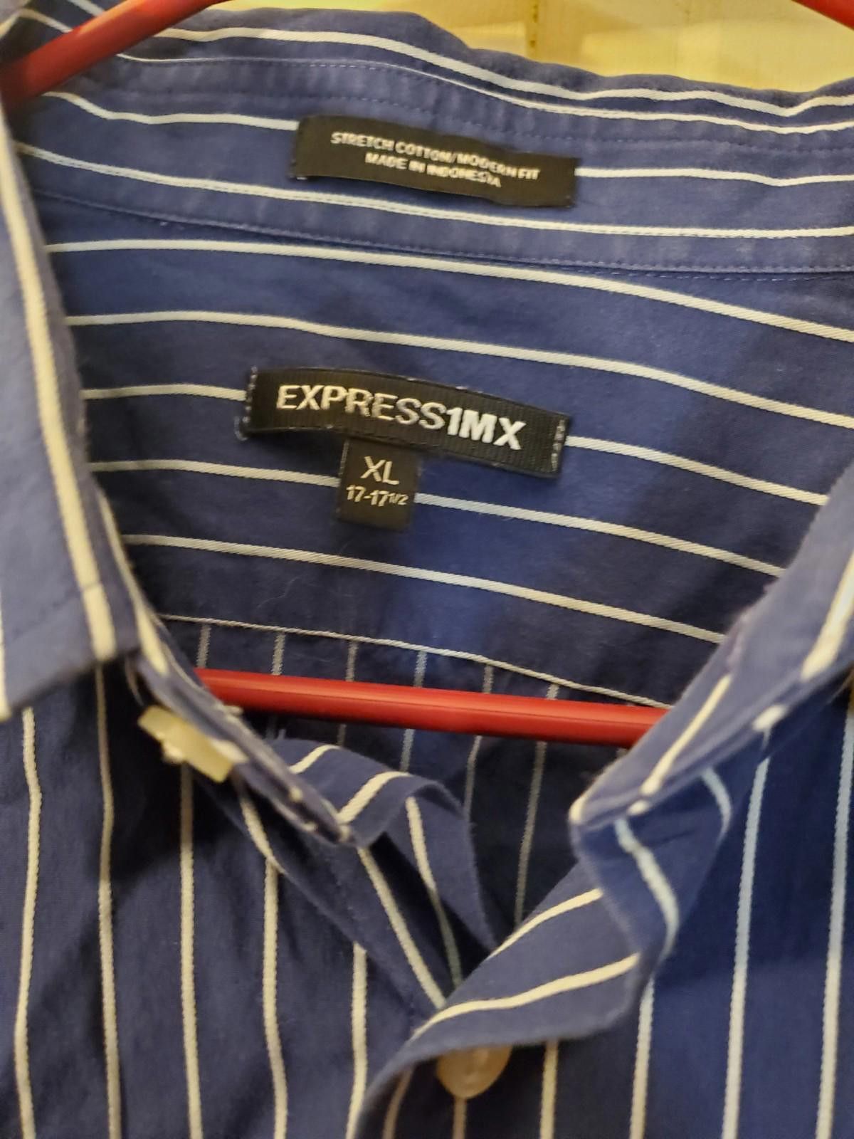 Express Express 1MX Mens Shirt Blue Striped Modern Fit LS Size XL Size US XL / EU 56 / 4 - 2 Thumbnail