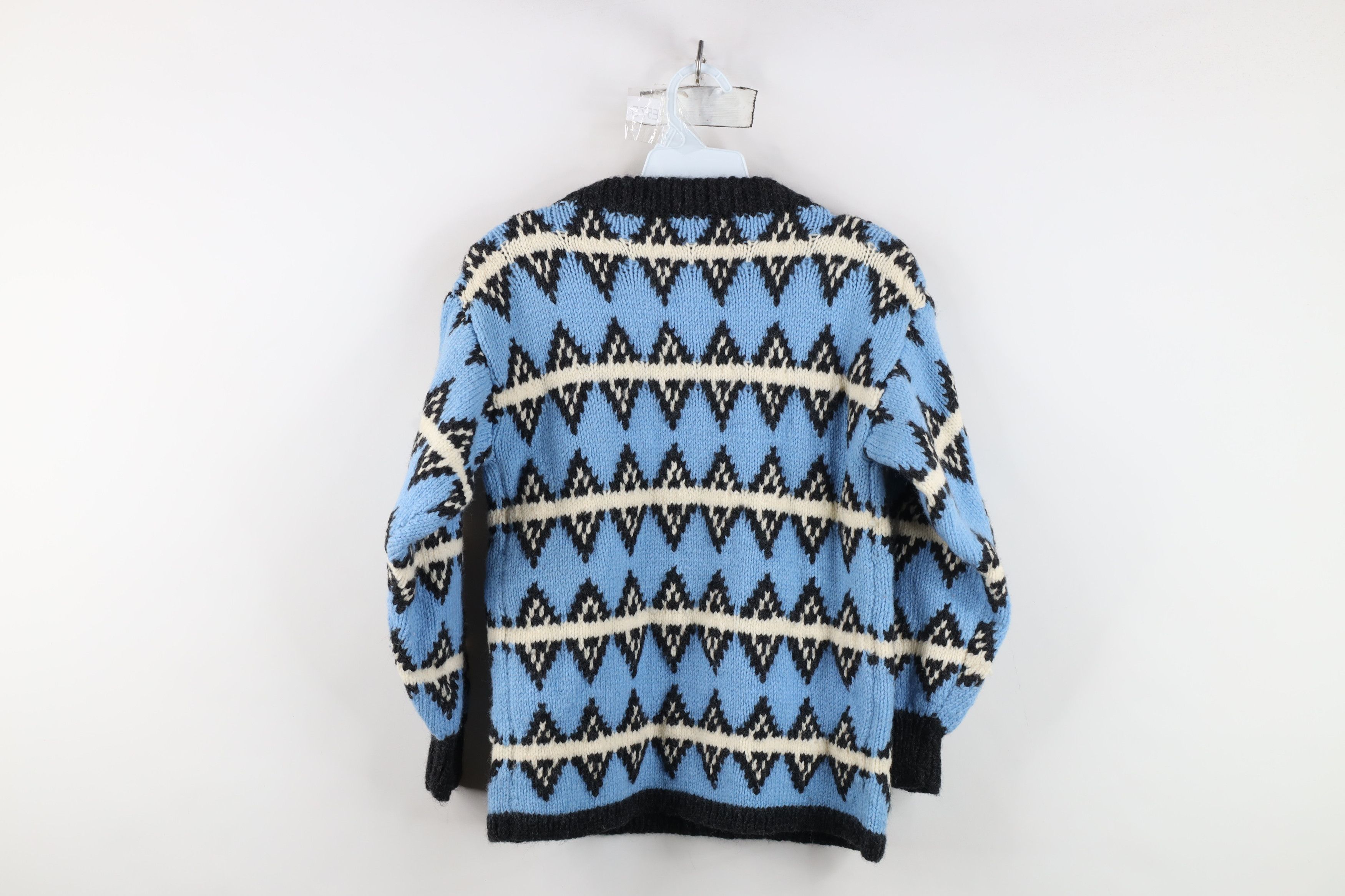 Vintage Vintage 50s 60s Rockabilly Wool Striped Diamond Knit Sweater Size XS / US 0-2 / IT 36-38 - 12 Thumbnail