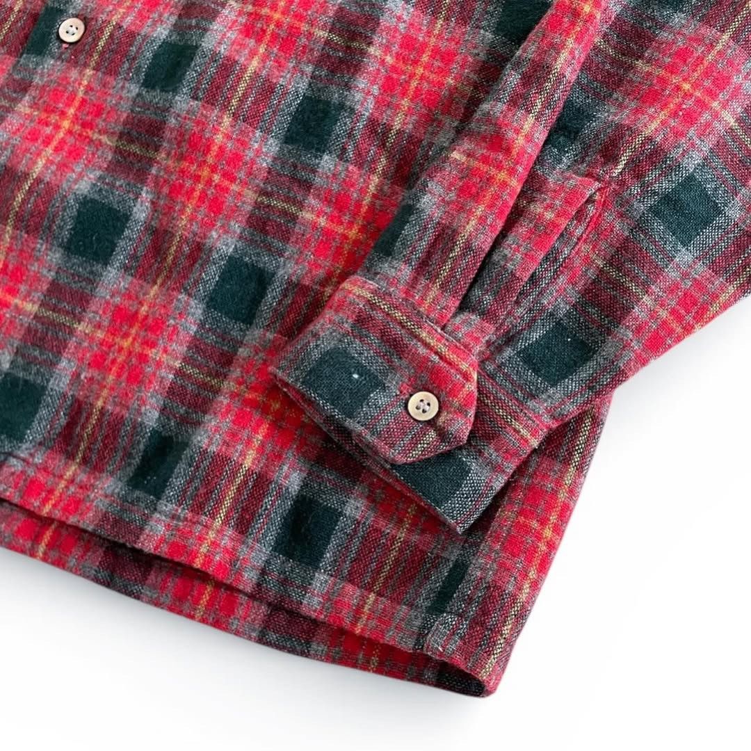 Sugar Cane Vintage Style Eyes Sugar Cane Open Collar Wool Plaid Shirt Size US M / EU 48-50 / 2 - 7 Thumbnail