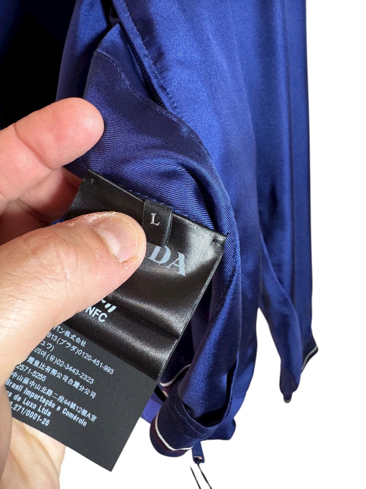 Prada Prada blue silk jacket with tricolor trim – Size L Size US L / EU 52-54 / 3 - 10 Thumbnail