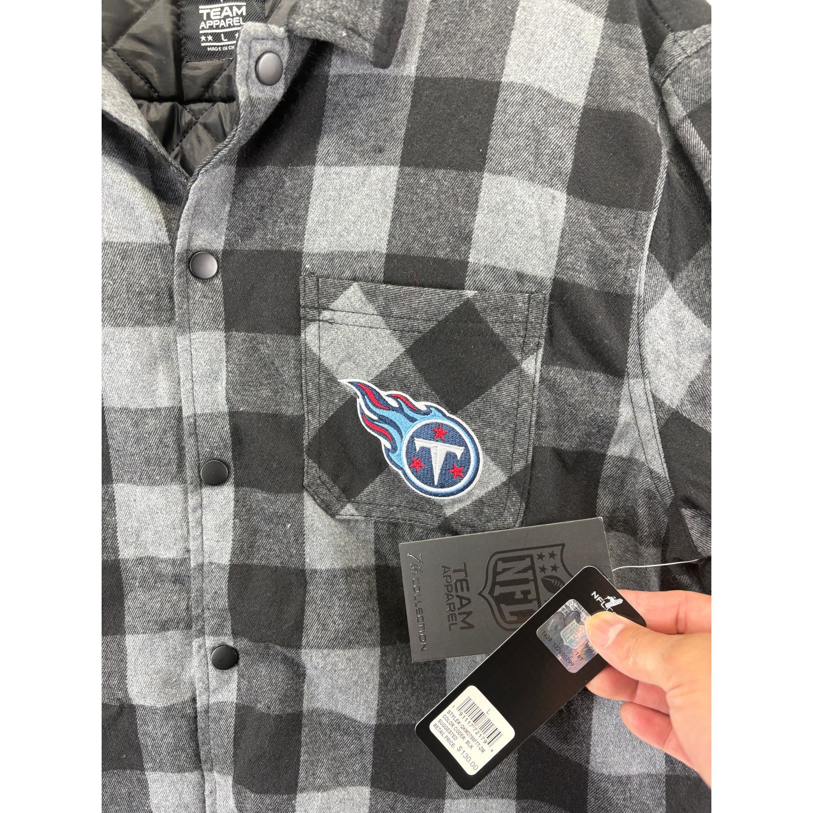 NFL NFL Tennessee Titans Quilted Flannel Jacket Mens Large Black Size US L / EU 52-54 / 3 - 5 Thumbnail