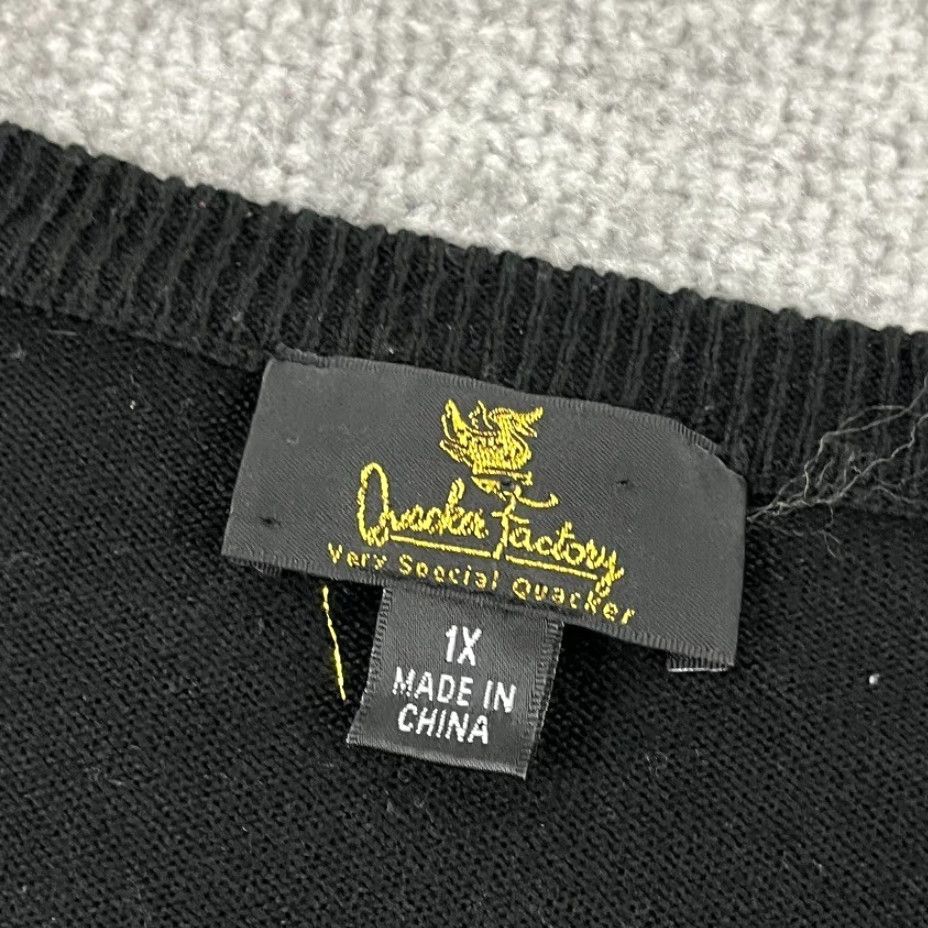 Quacker Factory VINTAGE Quacker Factory Cardigan Sweater Womens 1X Black Knit Beaded Sequin Button Crew Neck Casual Classic Preppy 90s Mens? Womens Size XL / US 12-14 / IT 48-50 - 2 Thumbnail
